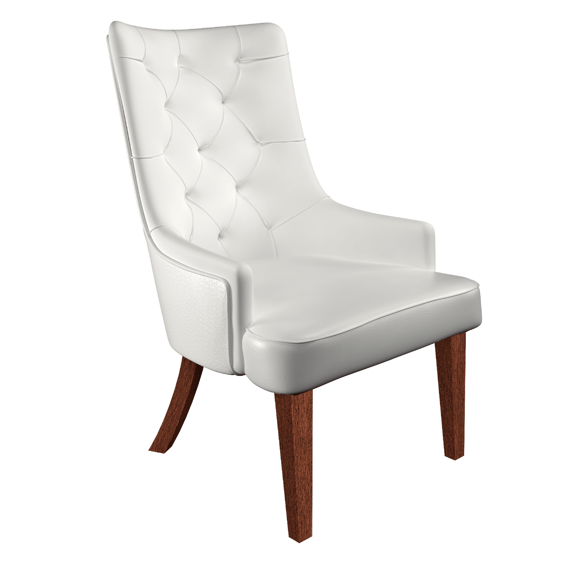 Leisuremod Dining Chair White Spruce Dining Chair in Leather/Velvet with Diamond-Tufted Design and Rubberwood Legs