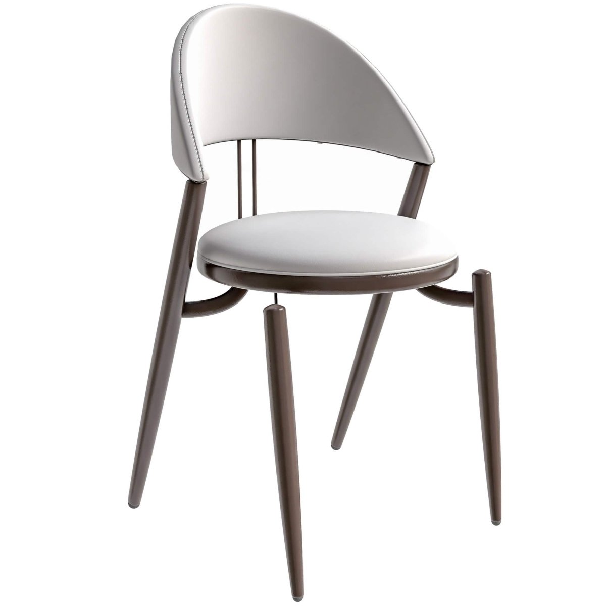 Venice Dining Chair Upholstered Leather in Iron With an Open Curved Back Design White Dining Chair Leisuremod