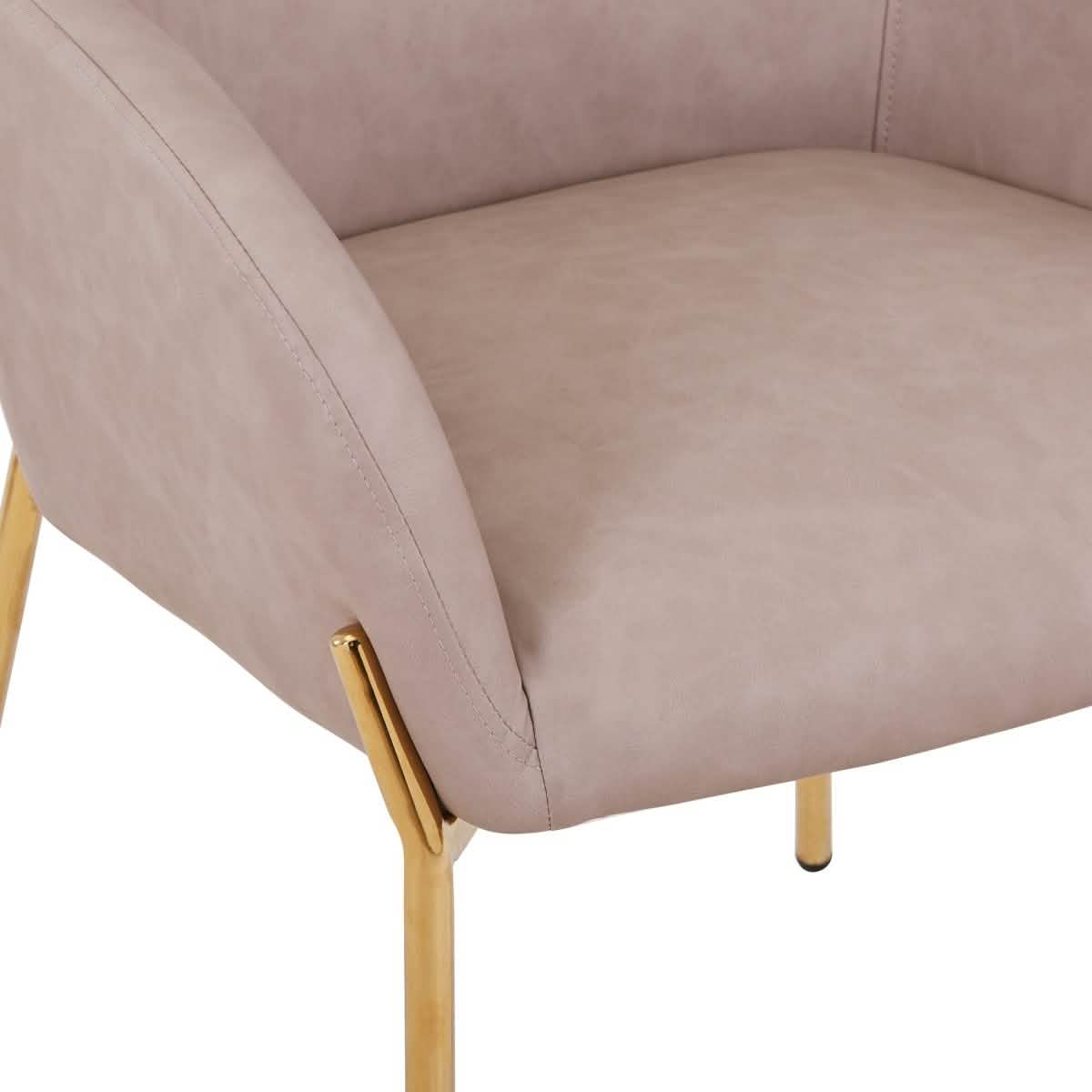 Zaire Upholsters Dining Chair in Velvet/Leather/Boucle with Gold Chrome Iron Fabric Taupe Dining Chair Leisuremod