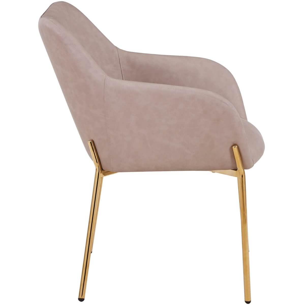 Zaire Upholsters Dining Chair in Velvet/Leather/Boucle with Gold Chrome Iron Velvet Brown Dining Chair Leisuremod
