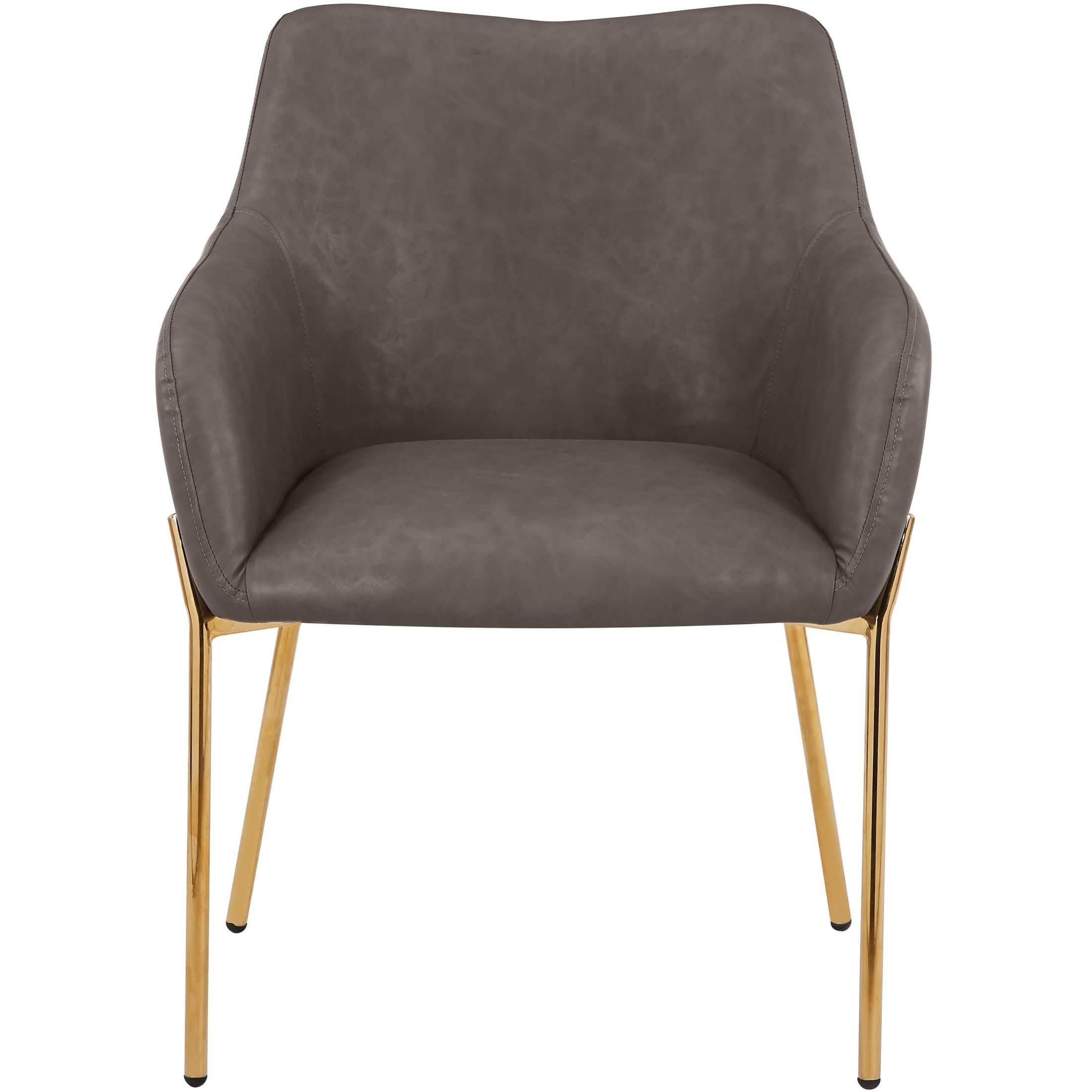 Zaire Upholsters Dining Chair in Velvet/Leather/Boucle with Gold Chrome Iron Fabric Charcoal Dining Chair Leisuremod
