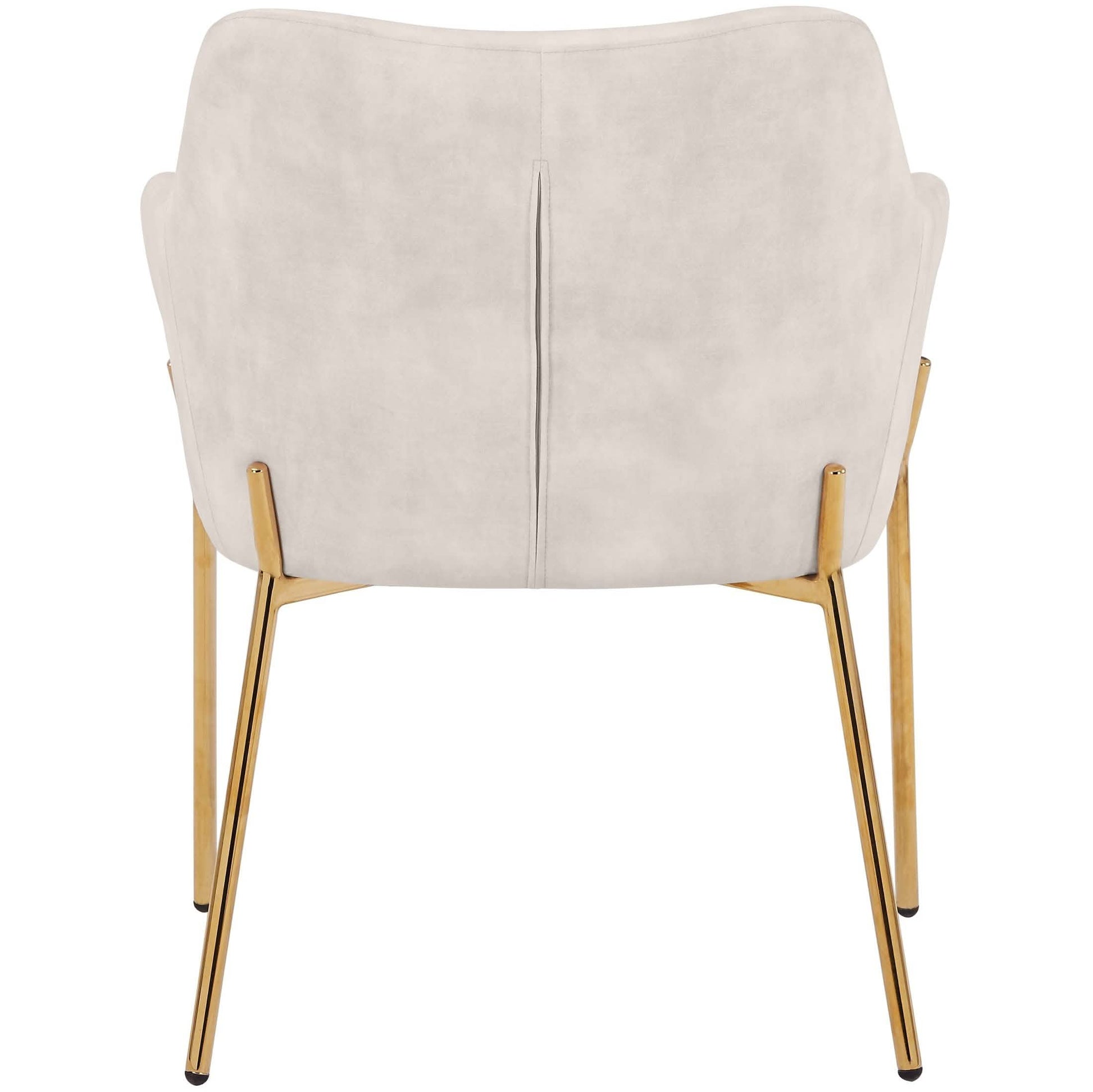 Zaire Upholsters Dining Chair in Velvet/Leather/Boucle with Gold Chrome Iron Velvet Beige Dining Chair Leisuremod