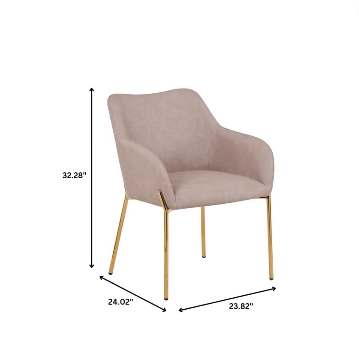 Zaire Upholsters Dining Chair in Velvet/Leather/Boucle with Gold Chrome Iron Fabric Taupe Dining Chair Leisuremod