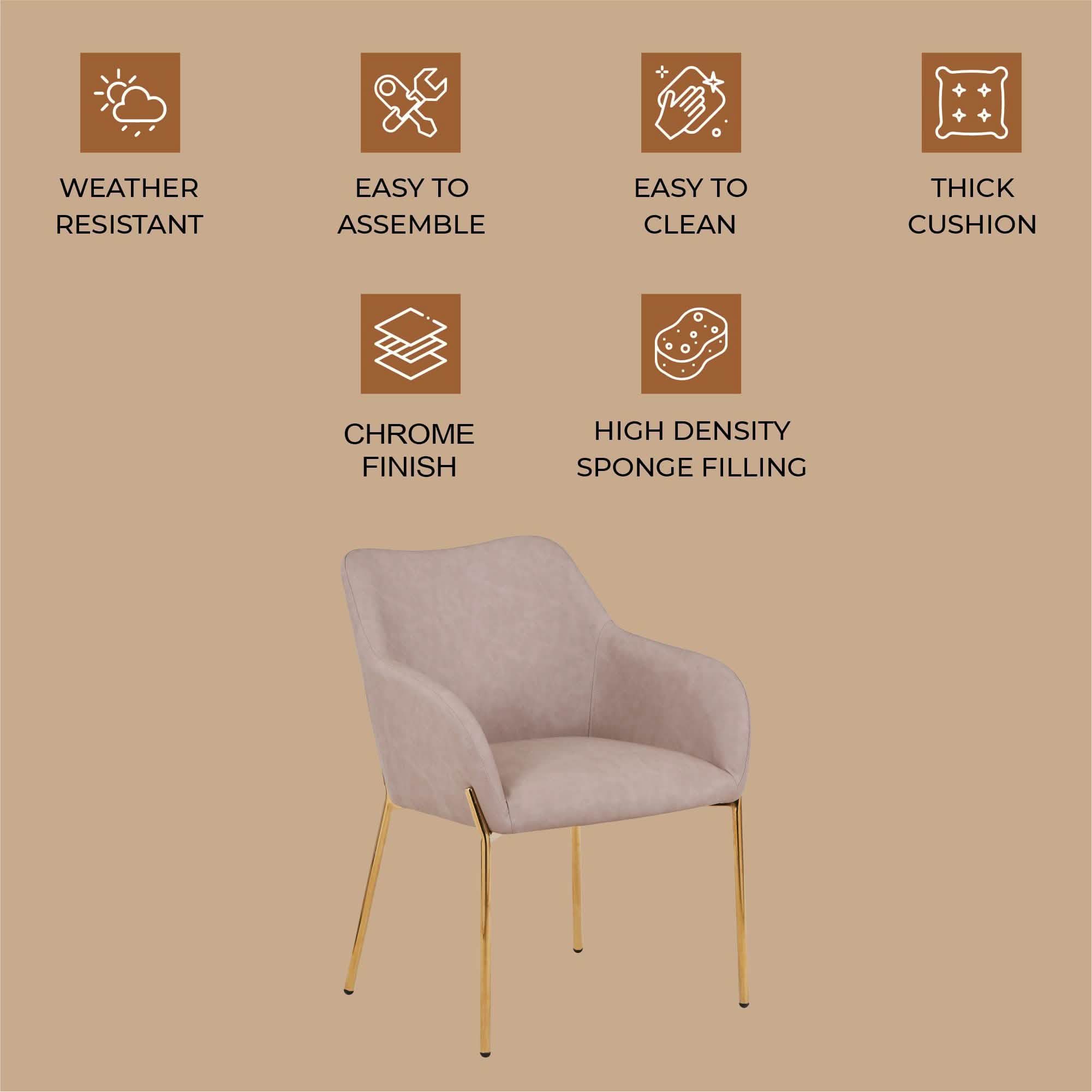 Zaire Upholsters Dining Chair in Velvet/Leather/Boucle with Gold Chrome Iron Velvet Brown Dining Chair Leisuremod