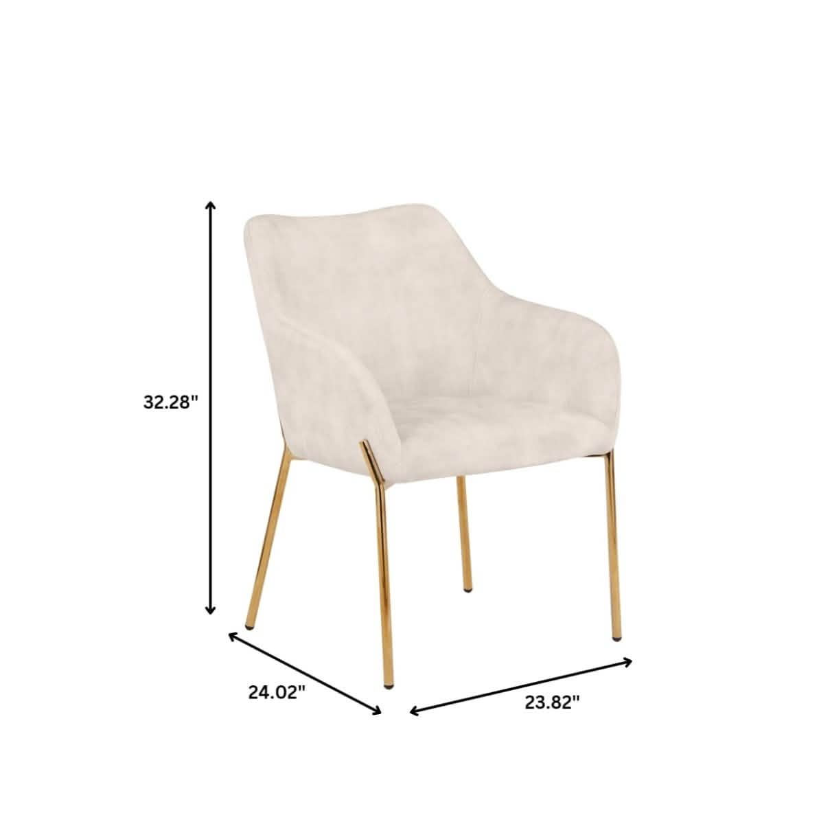 Zaire Upholsters Dining Chair in Velvet/Leather/Boucle with Gold Chrome Iron Velvet Beige Dining Chair Leisuremod