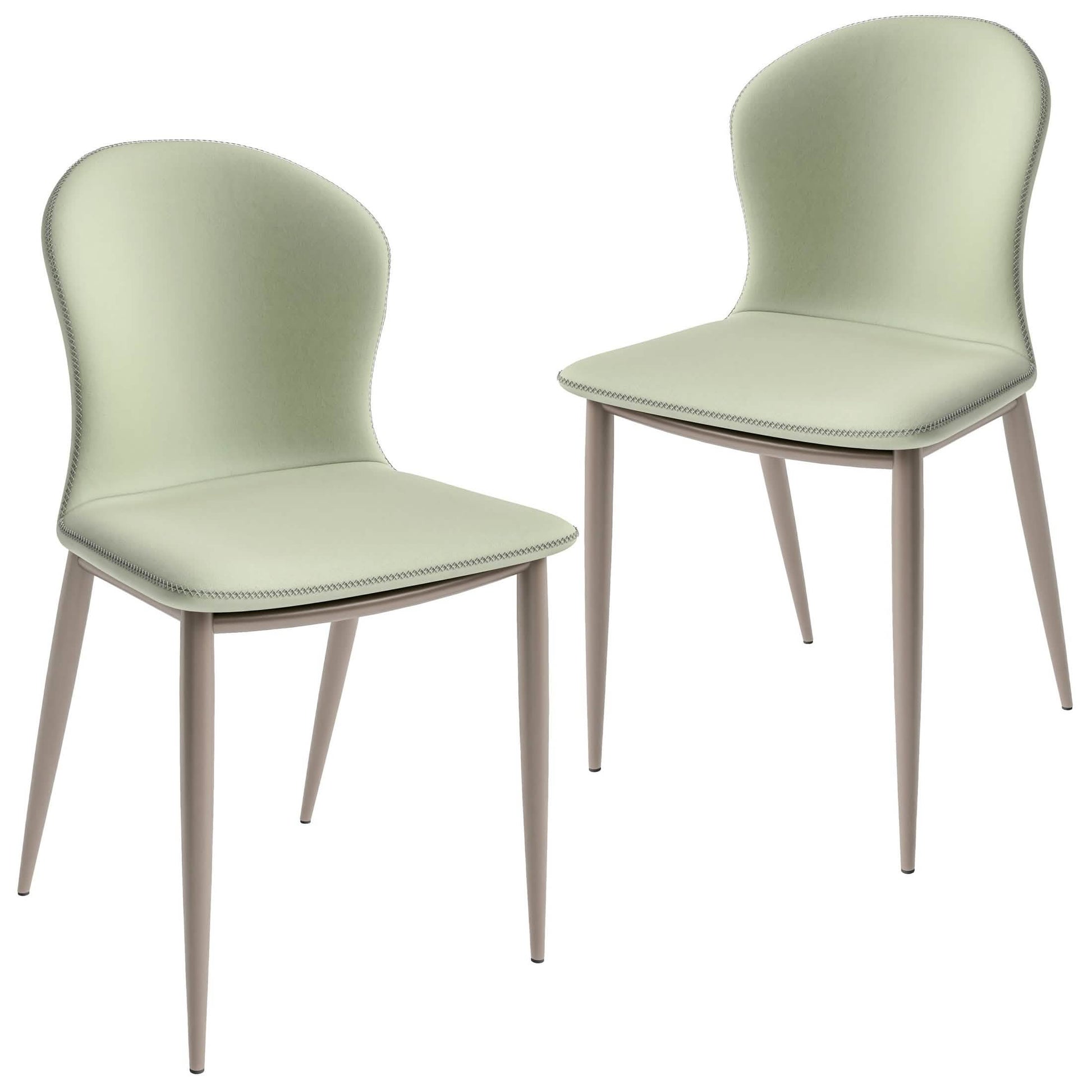 LeisureMod Dining Chairs Mosaic Dining Chair Upholstered Fabric Foam Cushioned Chair with Metal Legs Set of 2