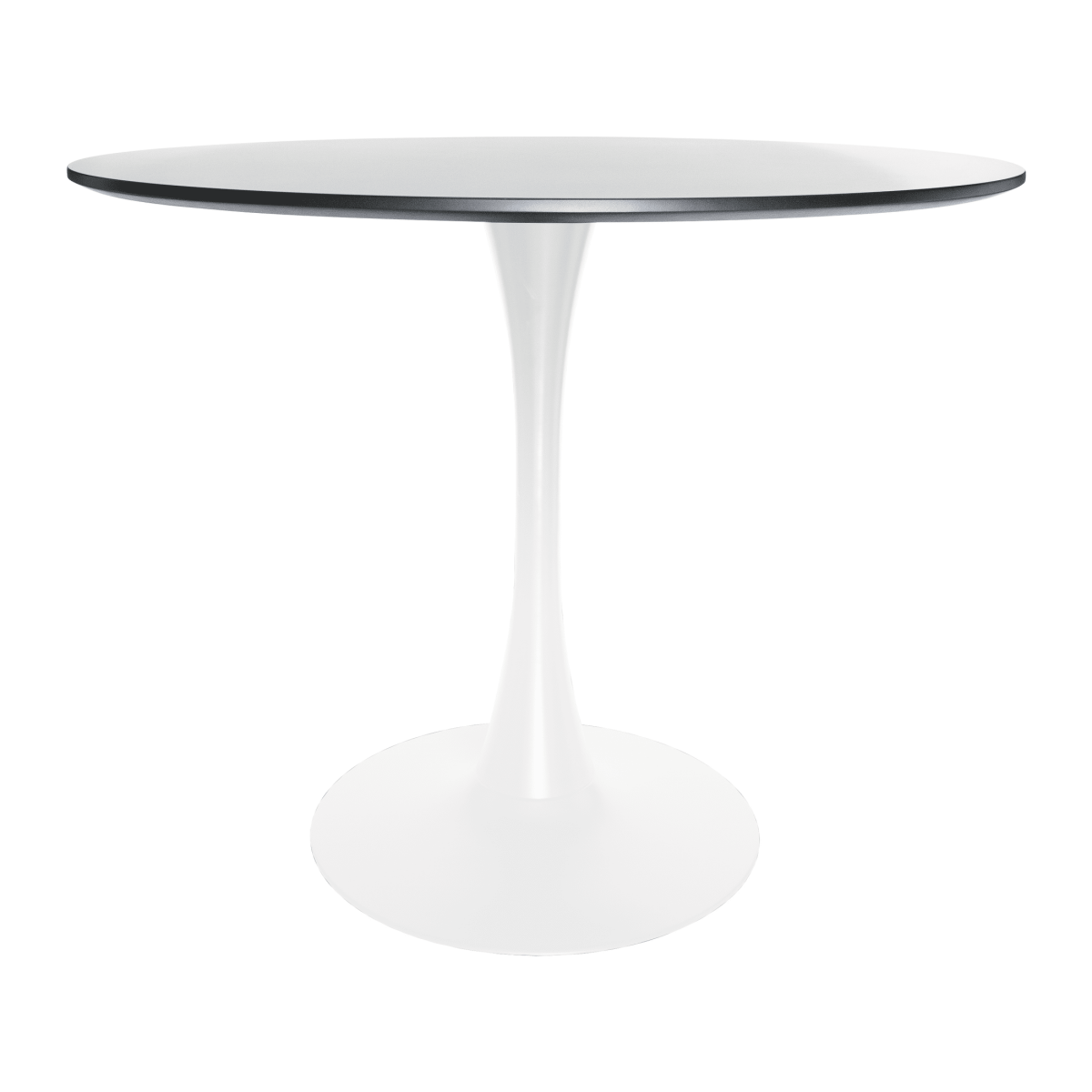 Bristol 5-Piece Dining Set 35" MDF Round Table with 4 ABS Plastic Side Chair in Chrome Transparent Black Dining Set Leisuremod