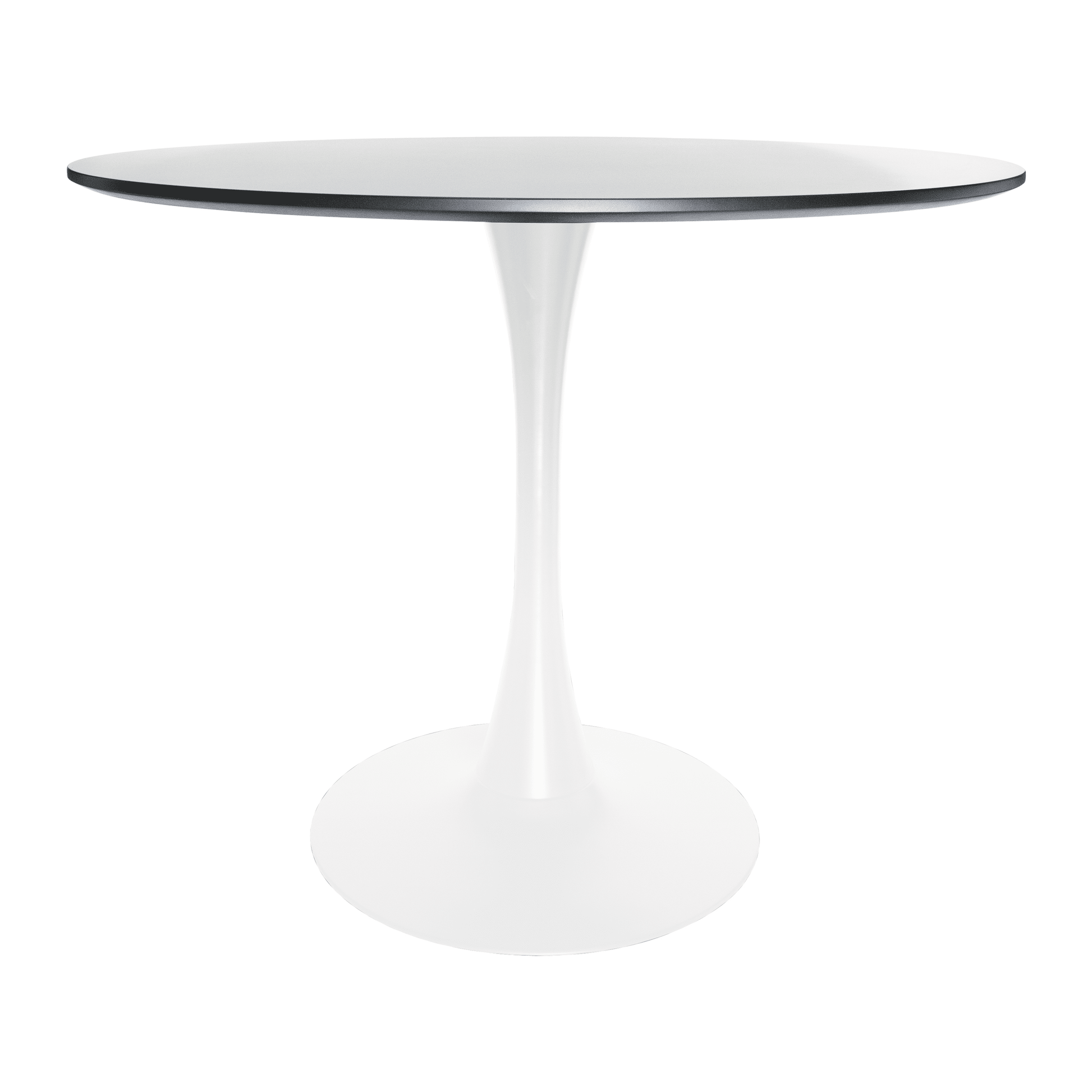 Bristol 5-Piece Dining Set 35" MDF Round Table with 4 ABS Plastic Side Chair in Chrome Clear Dining Set Leisuremod