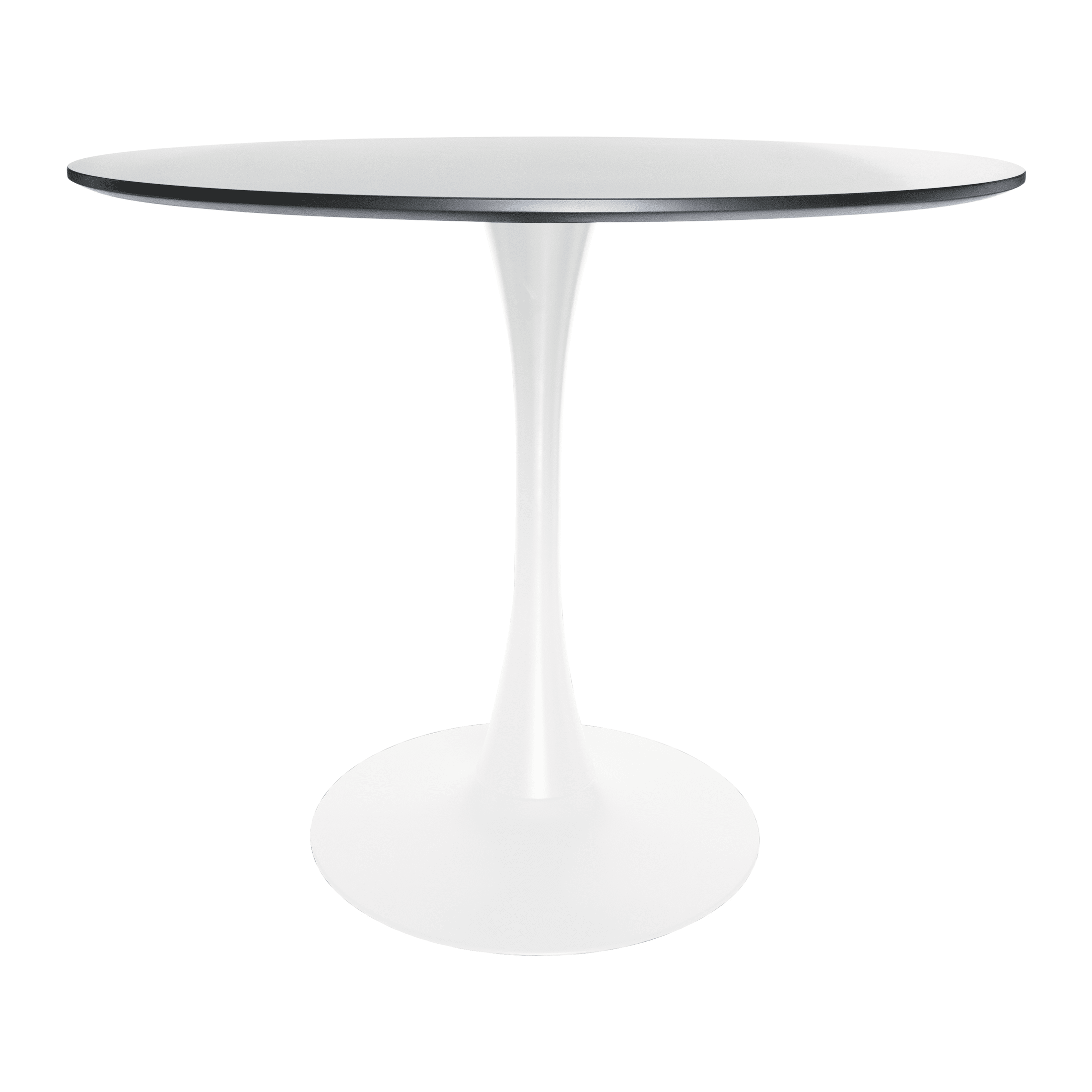 Bristol 5-Piece Dining Set 35" MDF Round Table with 4 ABS Plastic Side Chair in Chrome Clear Dining Set Leisuremod