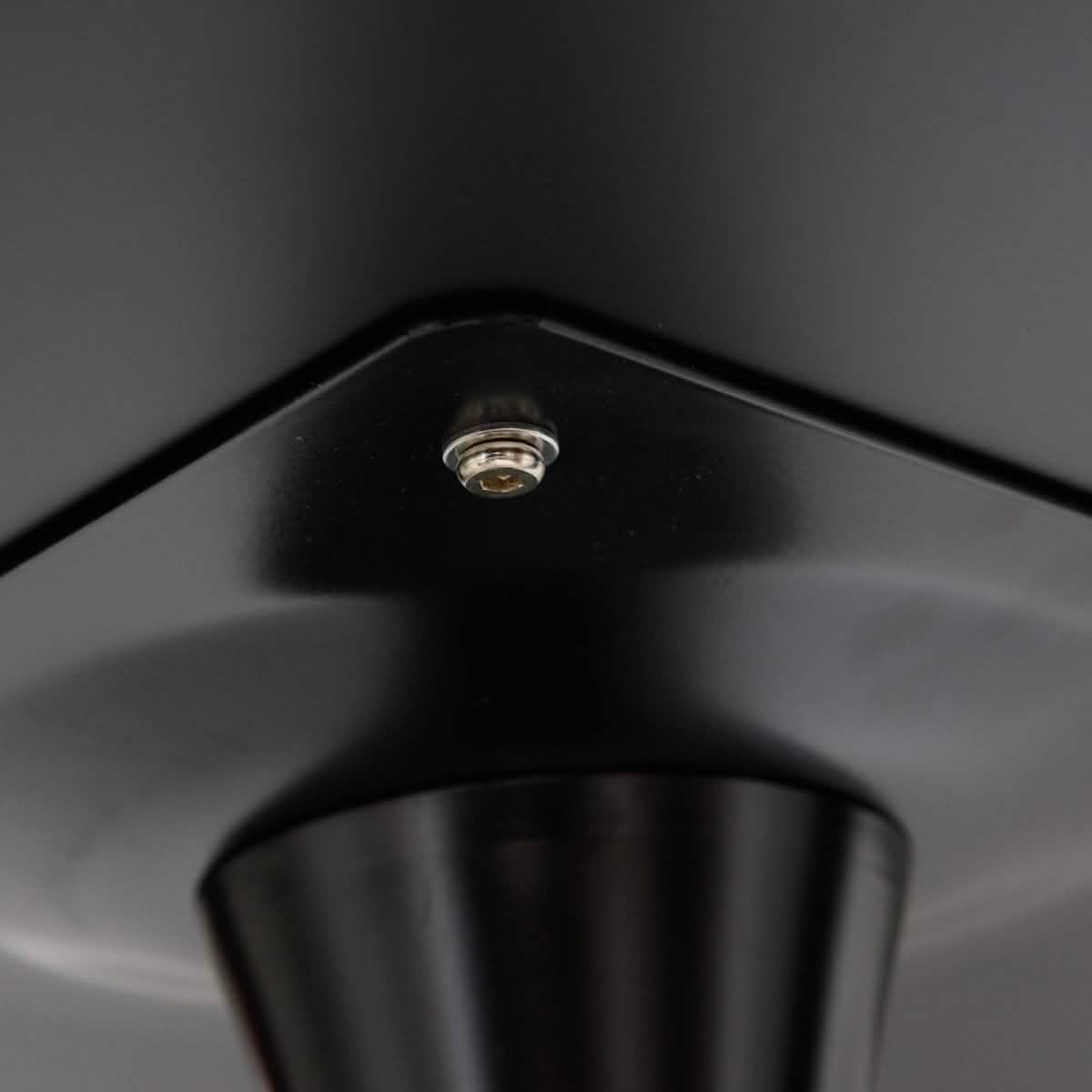 Bristol 5-Piece Dining Set 35" Round Dining Table in Black Iron - 4 ABS Plastic Side Chair in Chrome Transparent Blue Dining Set Leisuremod