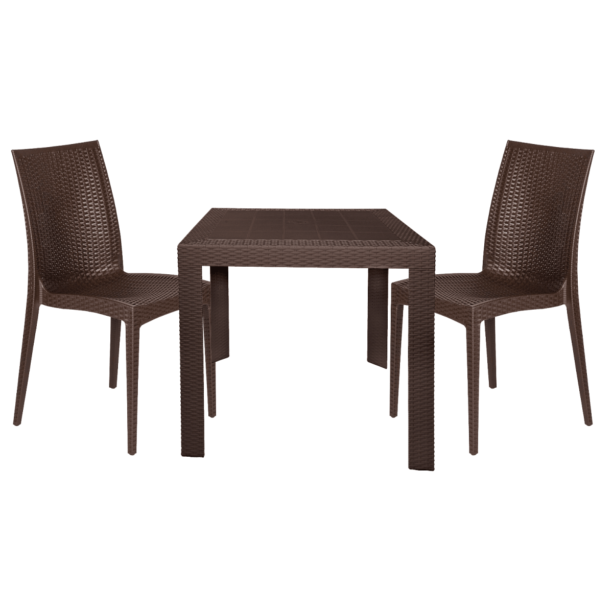 Mace Mid-Century 3-Piece Outdoor Dining Set Brown Dining Set Leisuremod