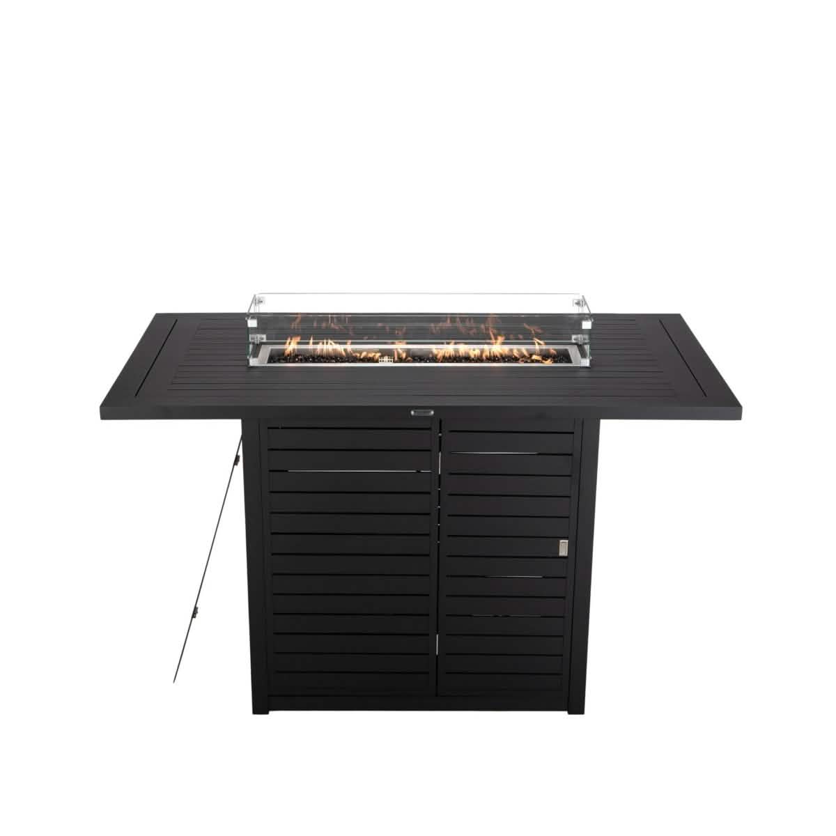 Chelsea 5-Piece Patio Bar Set: Aluminum Fire Pit Table with Tank Holder & 4 Barstools with Cushions Dining Set Leisuremod