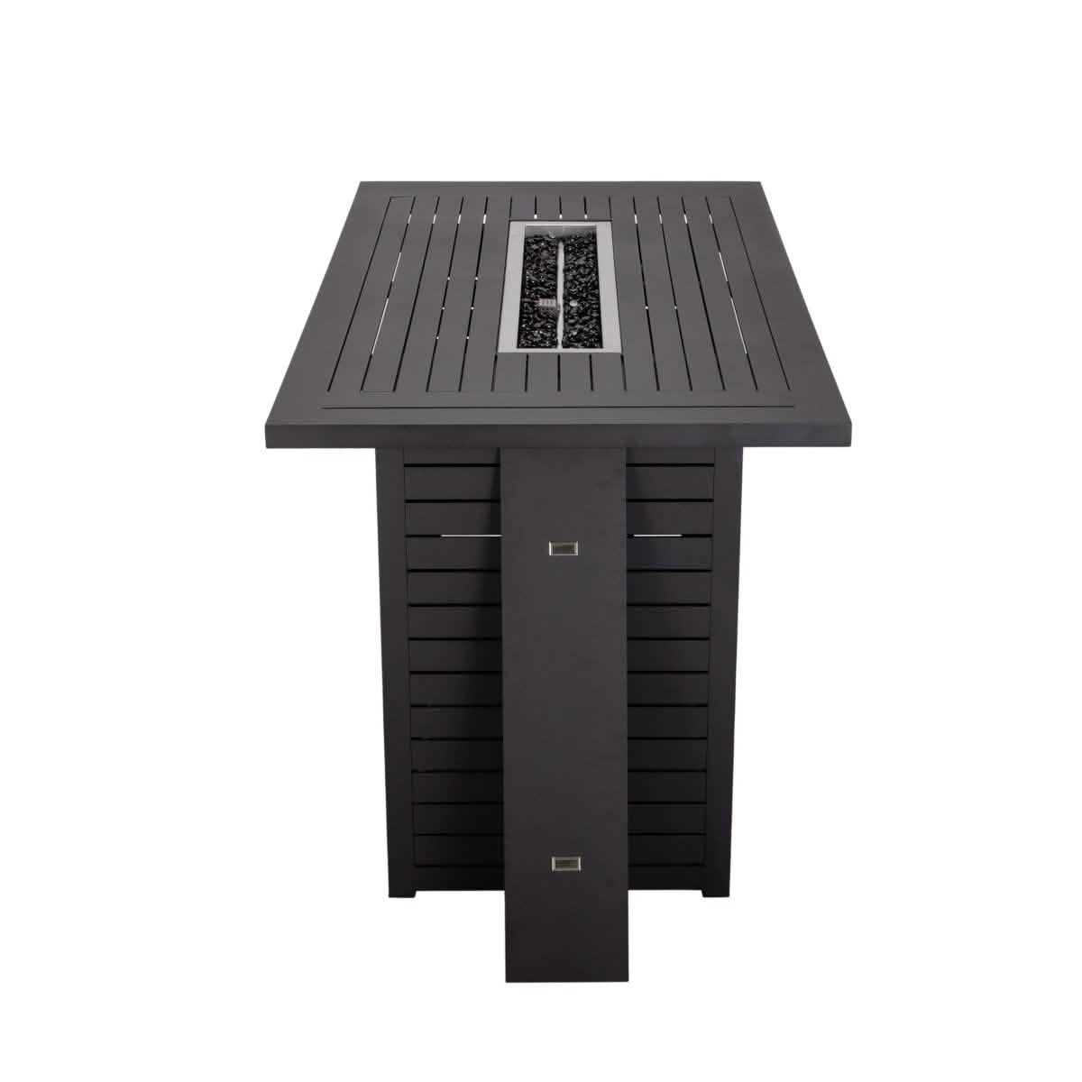 Chelsea 5-Piece Patio Bar Set: Aluminum Fire Pit Table with Tank Holder & 4 Barstools with Cushions Dining Set Leisuremod
