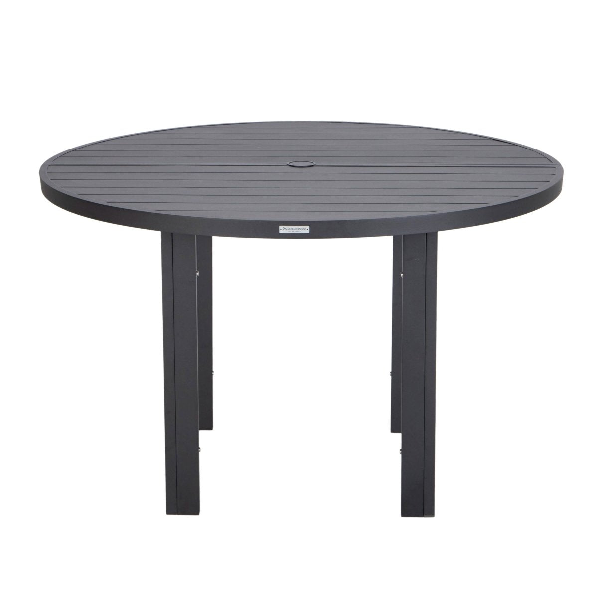 Chelsea 5-Piece Patio Dining Set with 48" Round Aluminum Dining Table and 4 Dining Armchair Black Dining Set Leisuremod