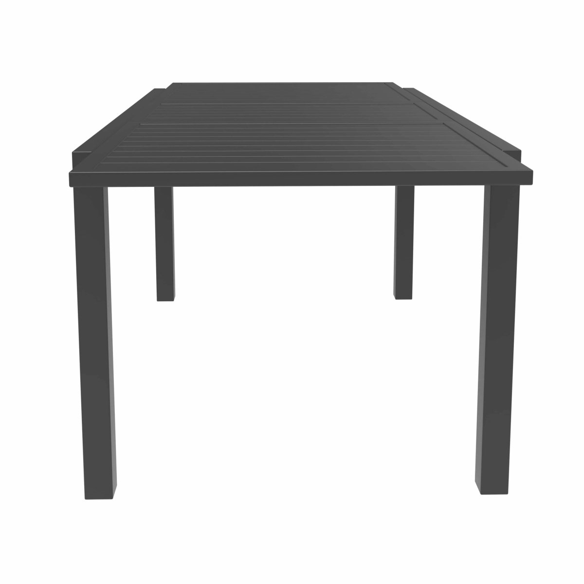 Chelsea 7-Piece Patio Dining Set 78-118" Wide Rectangular Extendable Aluminum Dining Table and 6 Dining Armchair Beige Dining Set Leisuremod