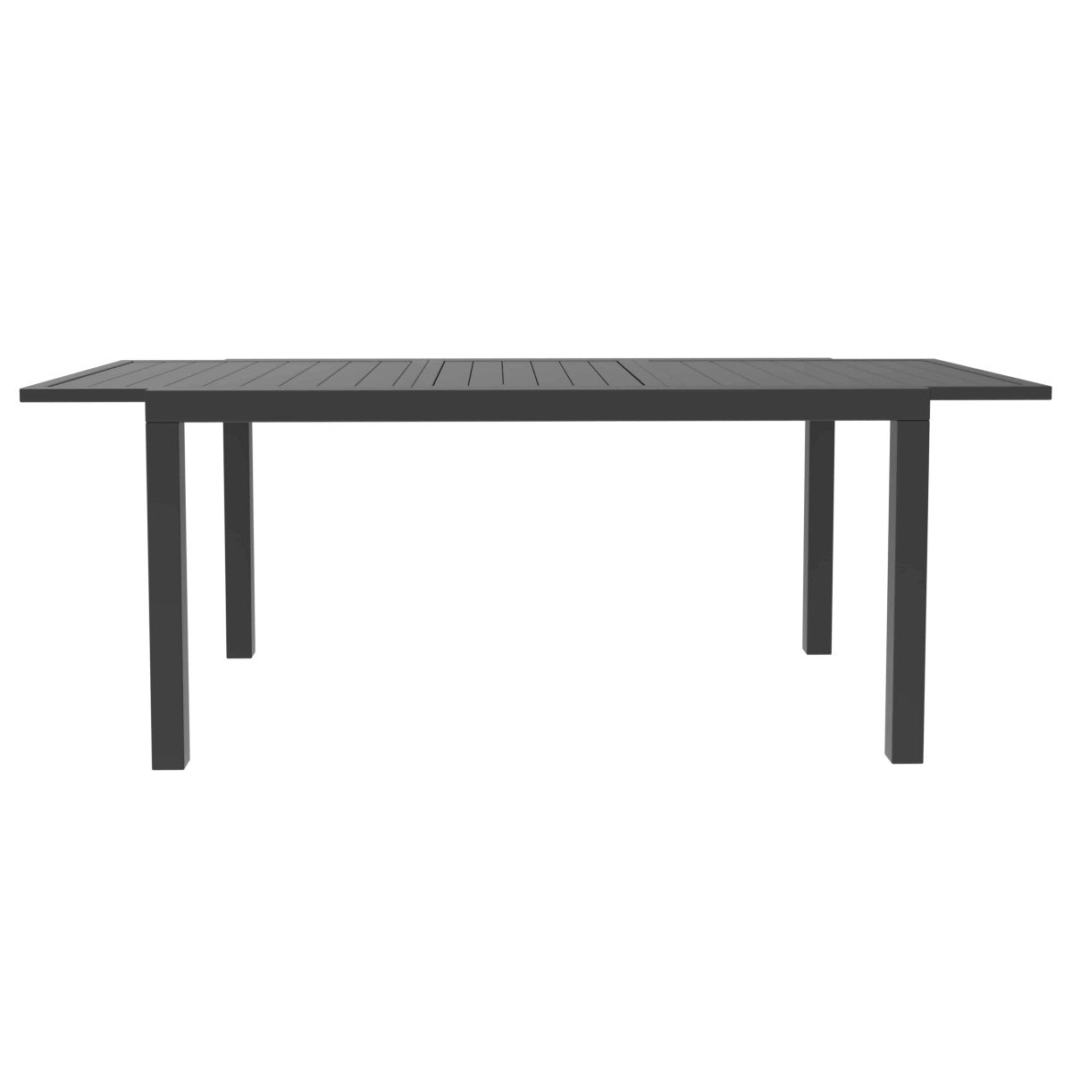 Chelsea 7-Piece Patio Dining Set 78-118" Wide Rectangular Extendable Aluminum Dining Table and 6 Dining Armchair Black Dining Set Leisuremod
