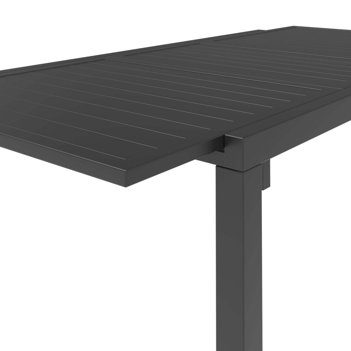 Chelsea 7-Piece Patio Dining Set 78-118" Wide Rectangular Extendable Aluminum Dining Table and 6 Dining Armchair Black Dining Set Leisuremod