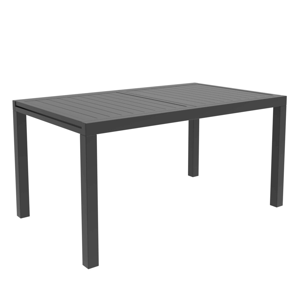 Chelsea 7-Piece Patio Dining Set 78-118" Wide Rectangular Extendable Aluminum Dining Table and 6 Dining Armchair Black Dining Set Leisuremod