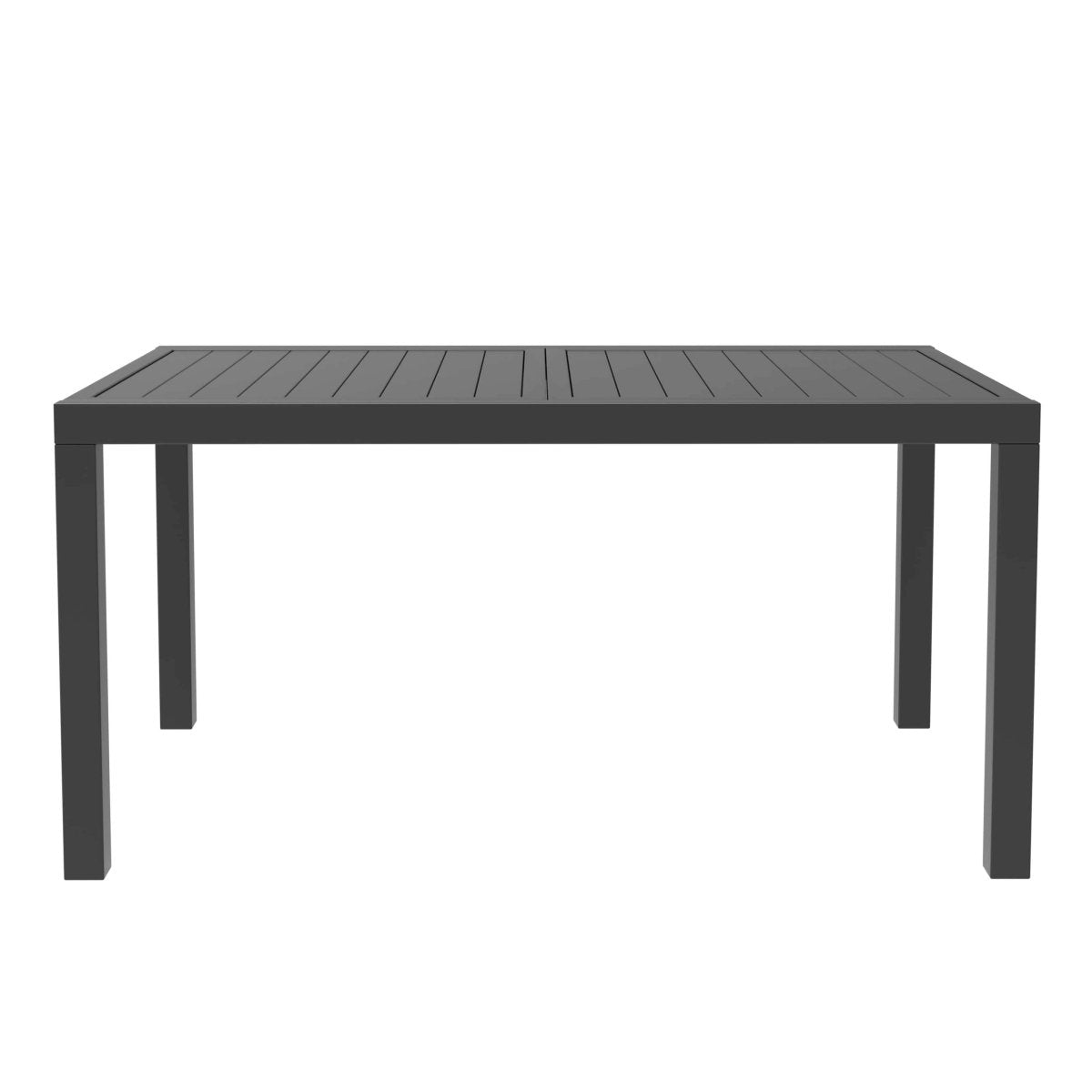 Chelsea 7-Piece Patio Dining Set 78-118" Wide Rectangular Extendable Aluminum Dining Table and 6 Dining Armchair Black Dining Set Leisuremod