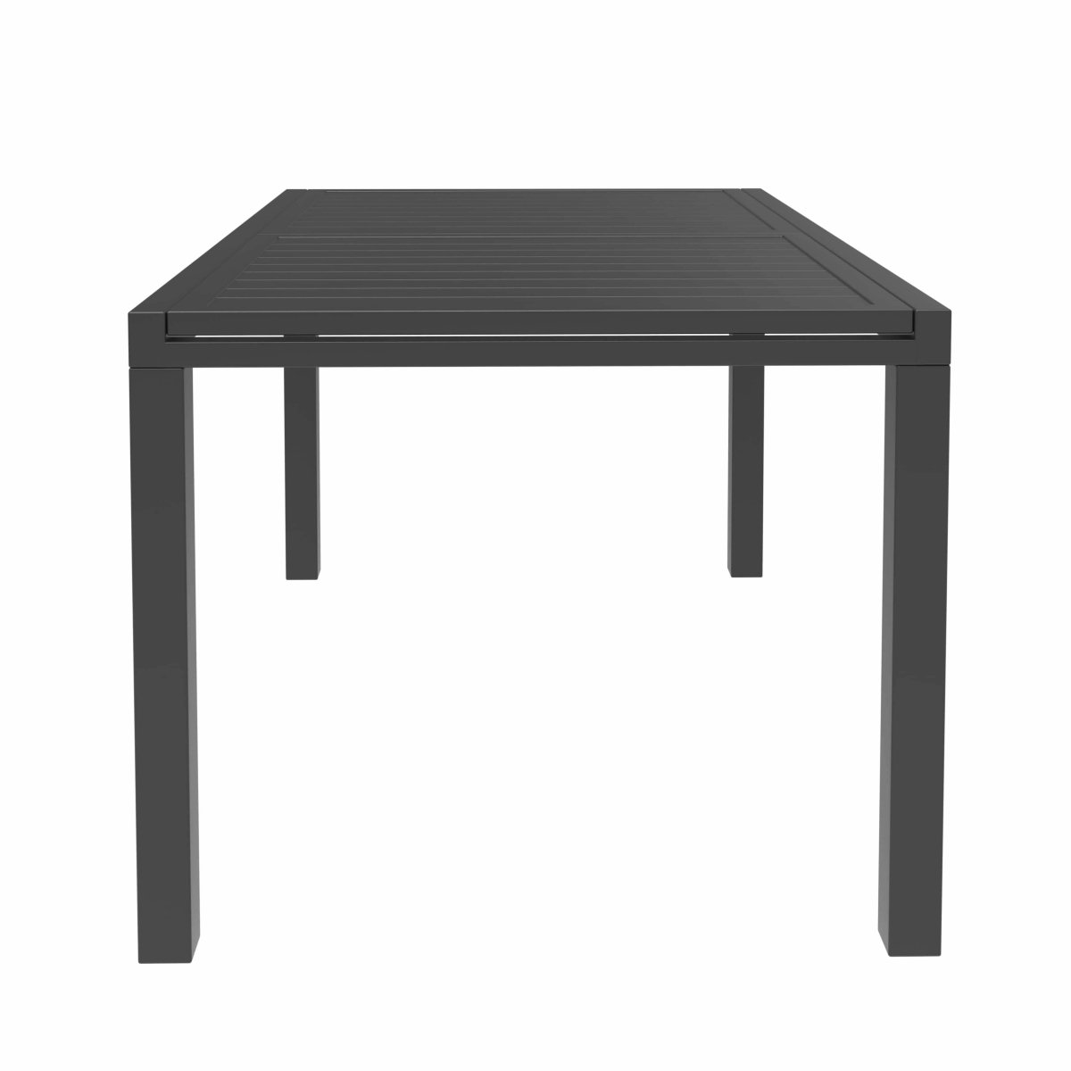Chelsea 7-Piece Patio Dining Set 78-118" Wide Rectangular Extendable Aluminum Dining Table and 6 Dining Armchair Black Dining Set Leisuremod