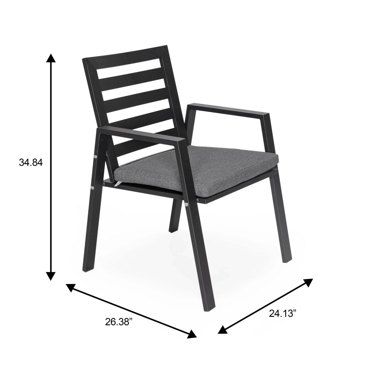 Chelsea 7-Piece Patio Dining Set with 60" Round Aluminum Dining Table and 6 Dining Armchair Beige Dining Set Leisuremod