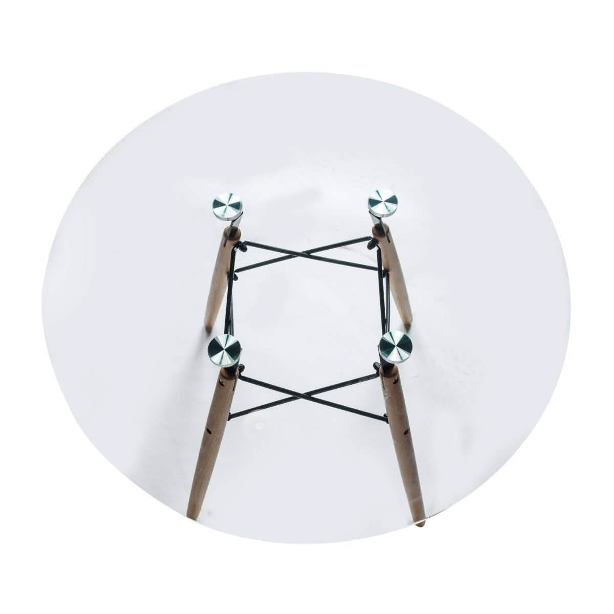 Dover 3-Piece Dining Set with Round Clear Glass Top Bistro Table and 2 Plastic Chairs Clear Dining Set Leisuremod