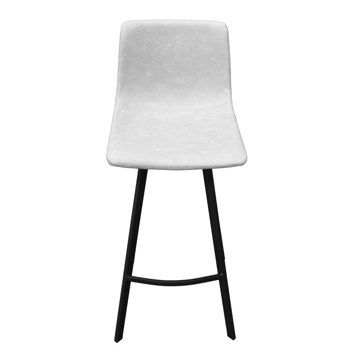 LeisureMod Dining Set Elland 5-Piece Bar-Height Dining Set with Round MDF Bar Table and Leather Bar Stools