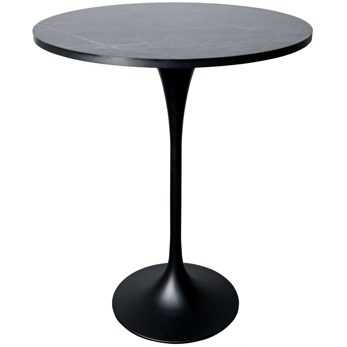 LeisureMod Dining Set Elland 5-Piece Bar-Height Dining Set with Round MDF Bar Table and Leather Bar Stools