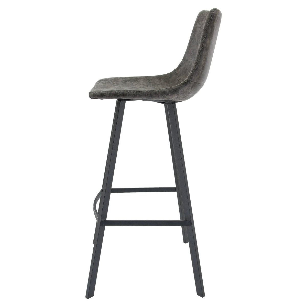 LeisureMod Dining Set Elland 5-Piece Bar-Height Dining Set with Round MDF Bar Table and Leather Bar Stools
