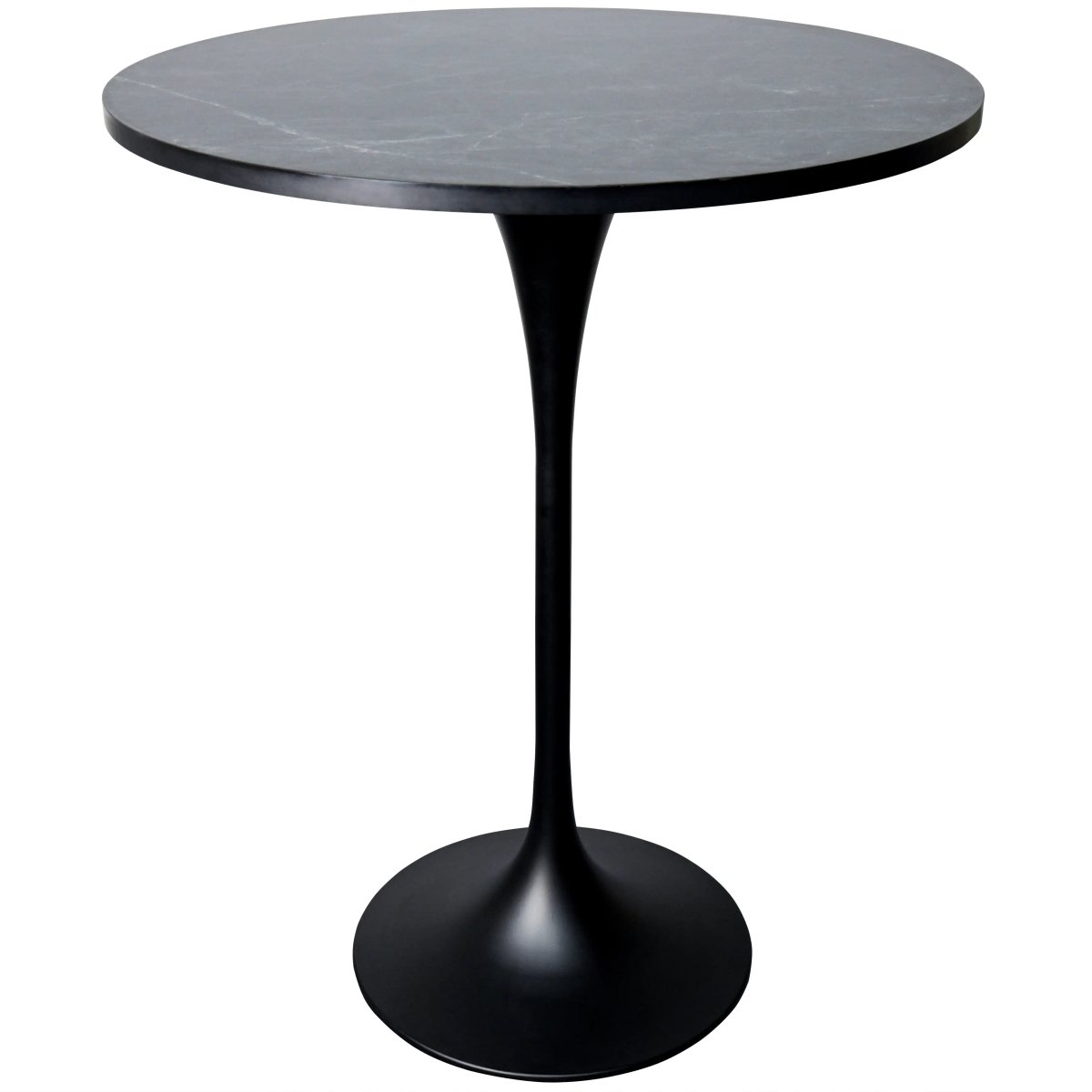 LeisureMod Dining Set Elland 5-Piece Bar-Height Dining Set with Round MDF Bar Table and Leather Bar Stools