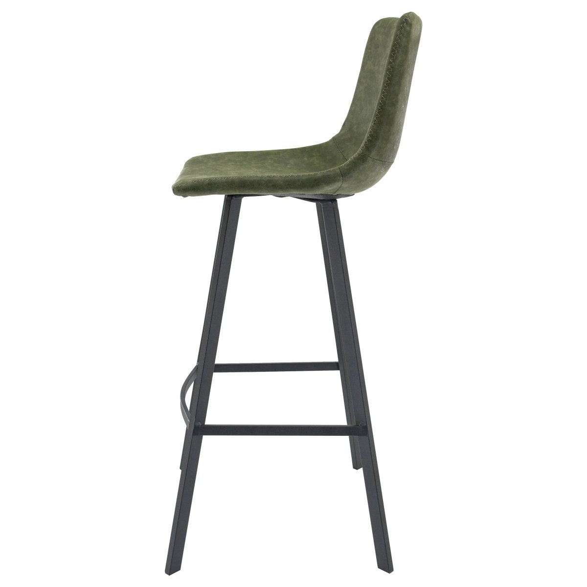 LeisureMod Dining Set Elland 5-Piece Bar-Height Dining Set with Round MDF Bar Table and Leather Bar Stools