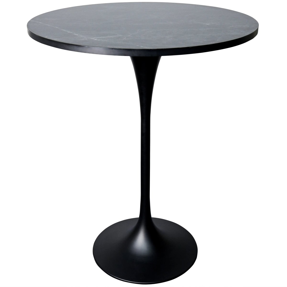 LeisureMod Dining Set Elland 5-Piece Bar-Height Dining Set with Round MDF Bar Table and Leather Bar Stools