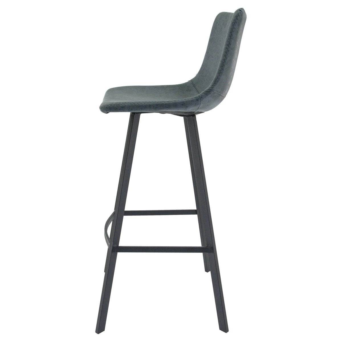 LeisureMod Dining Set Elland 5-Piece Bar-Height Dining Set with Round MDF Bar Table and Leather Bar Stools