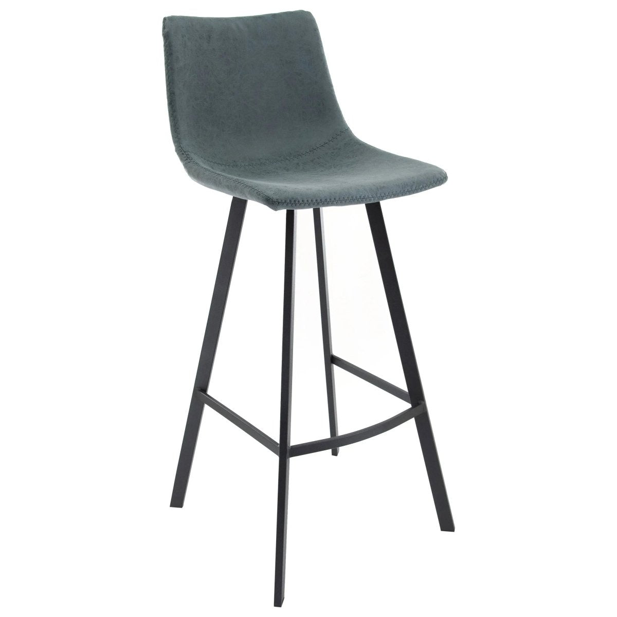 LeisureMod Dining Set Elland 5-Piece Bar-Height Dining Set with Round MDF Bar Table and Leather Bar Stools