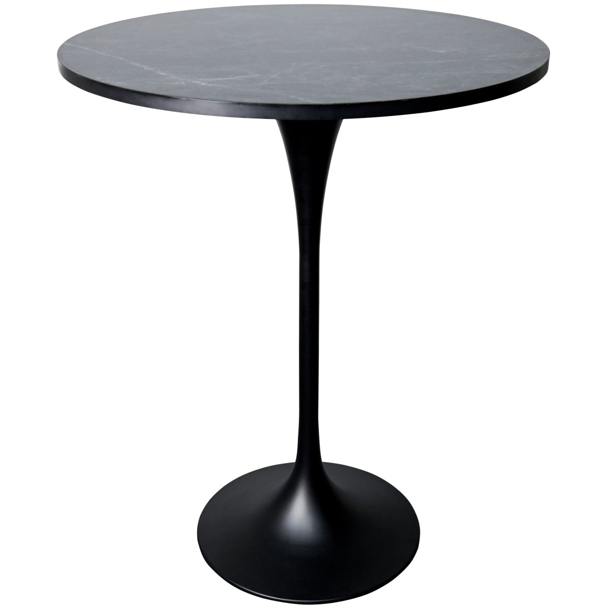 LeisureMod Dining Set Elland 5-Piece Bar-Height Dining Set with Round MDF Bar Table and Leather Bar Stools