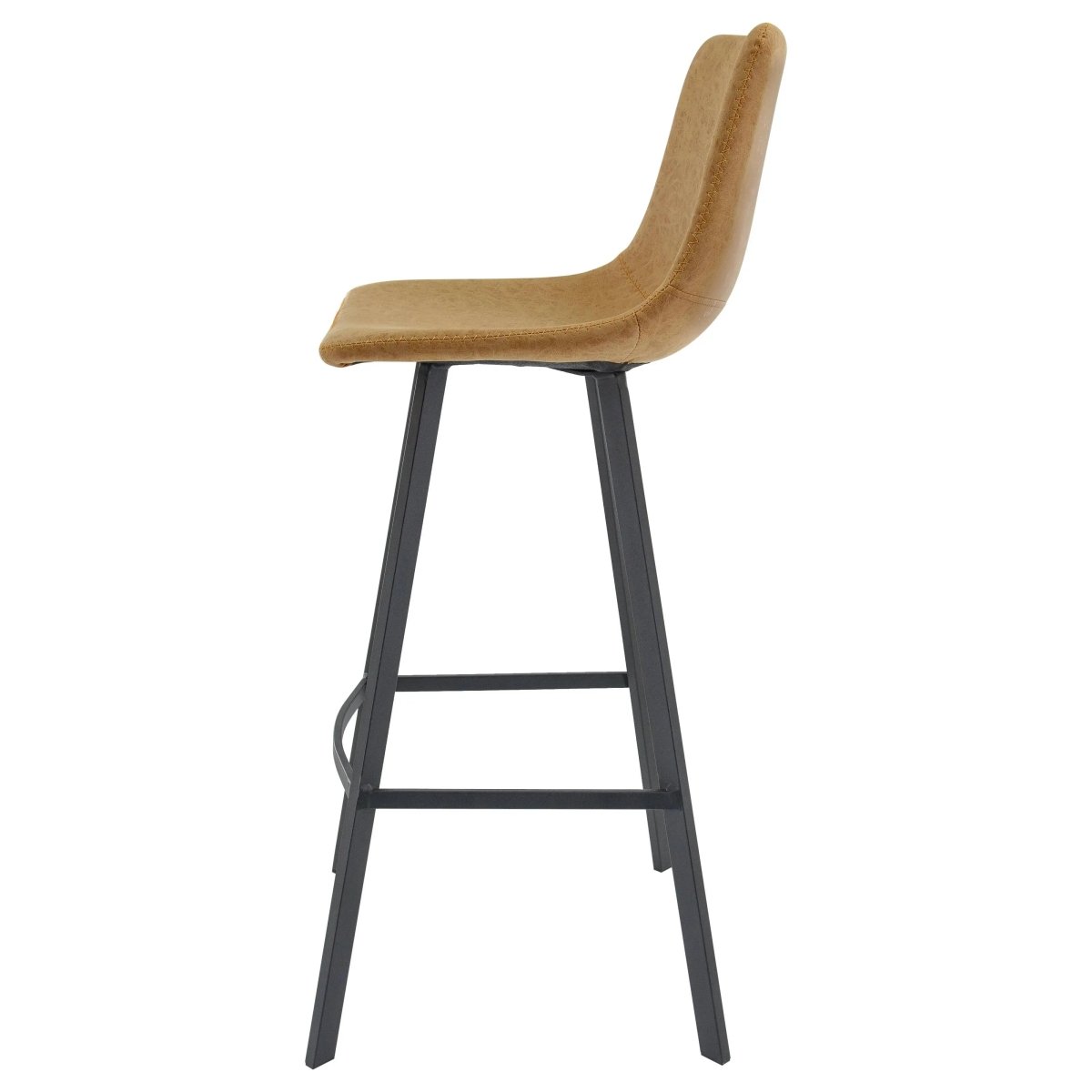 LeisureMod Dining Set Elland 5-Piece Bar-Height Dining Set with Round MDF Bar Table and Leather Bar Stools