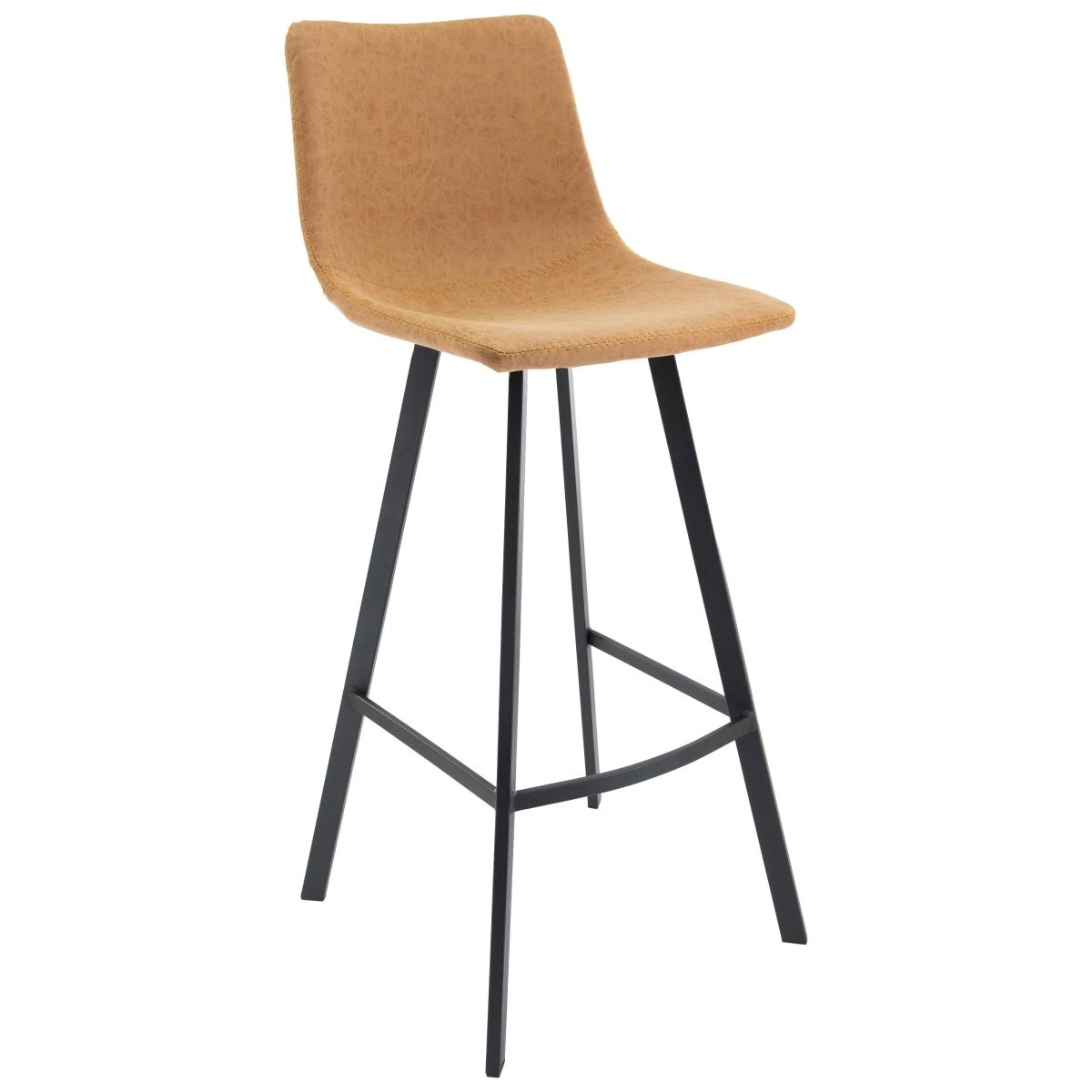 LeisureMod Dining Set Elland 5-Piece Bar-Height Dining Set with Round MDF Bar Table and Leather Bar Stools