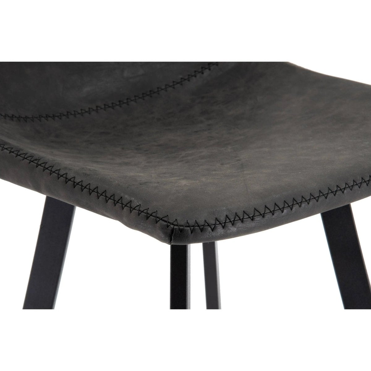 LeisureMod Dining Set Elland 5-Piece Bar-Height Dining Set with Round MDF Bar Table and Leather Bar Stools
