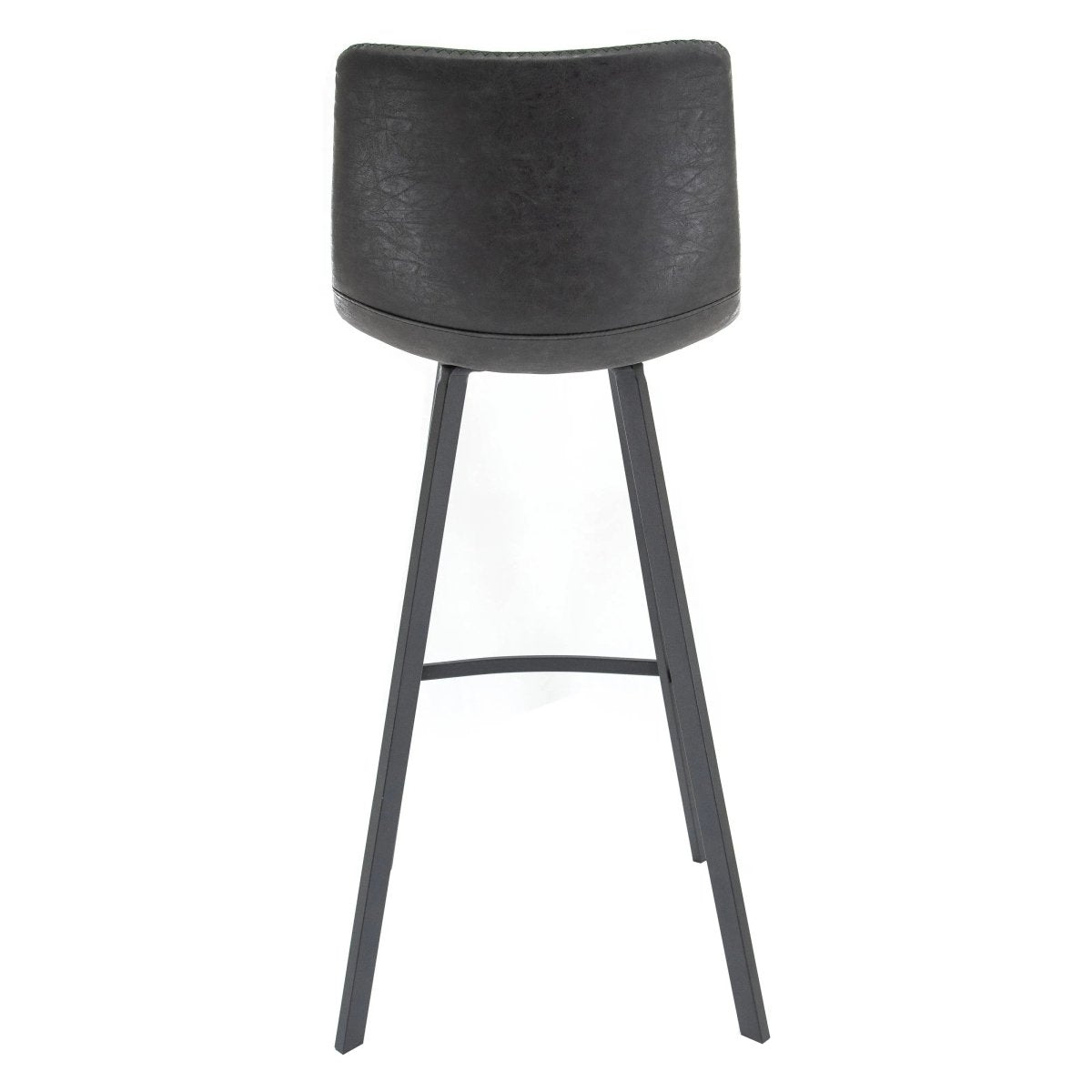 LeisureMod Dining Set Elland 5-Piece Bar-Height Dining Set with Round MDF Bar Table and Leather Bar Stools