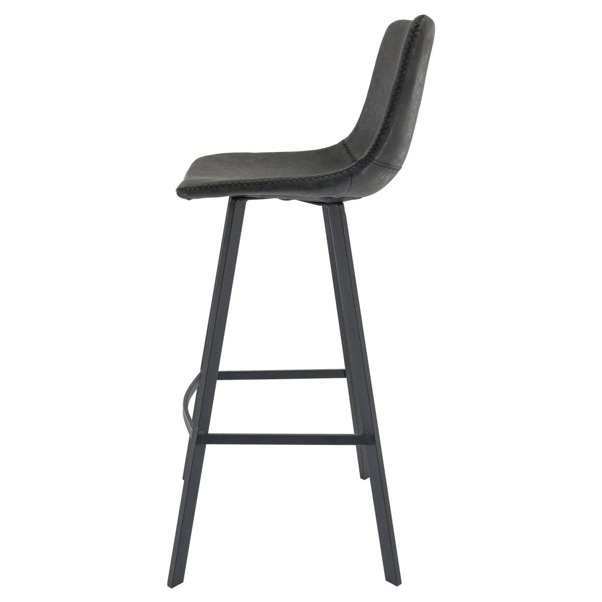 LeisureMod Dining Set Elland 5-Piece Bar-Height Dining Set with Round MDF Bar Table and Leather Bar Stools