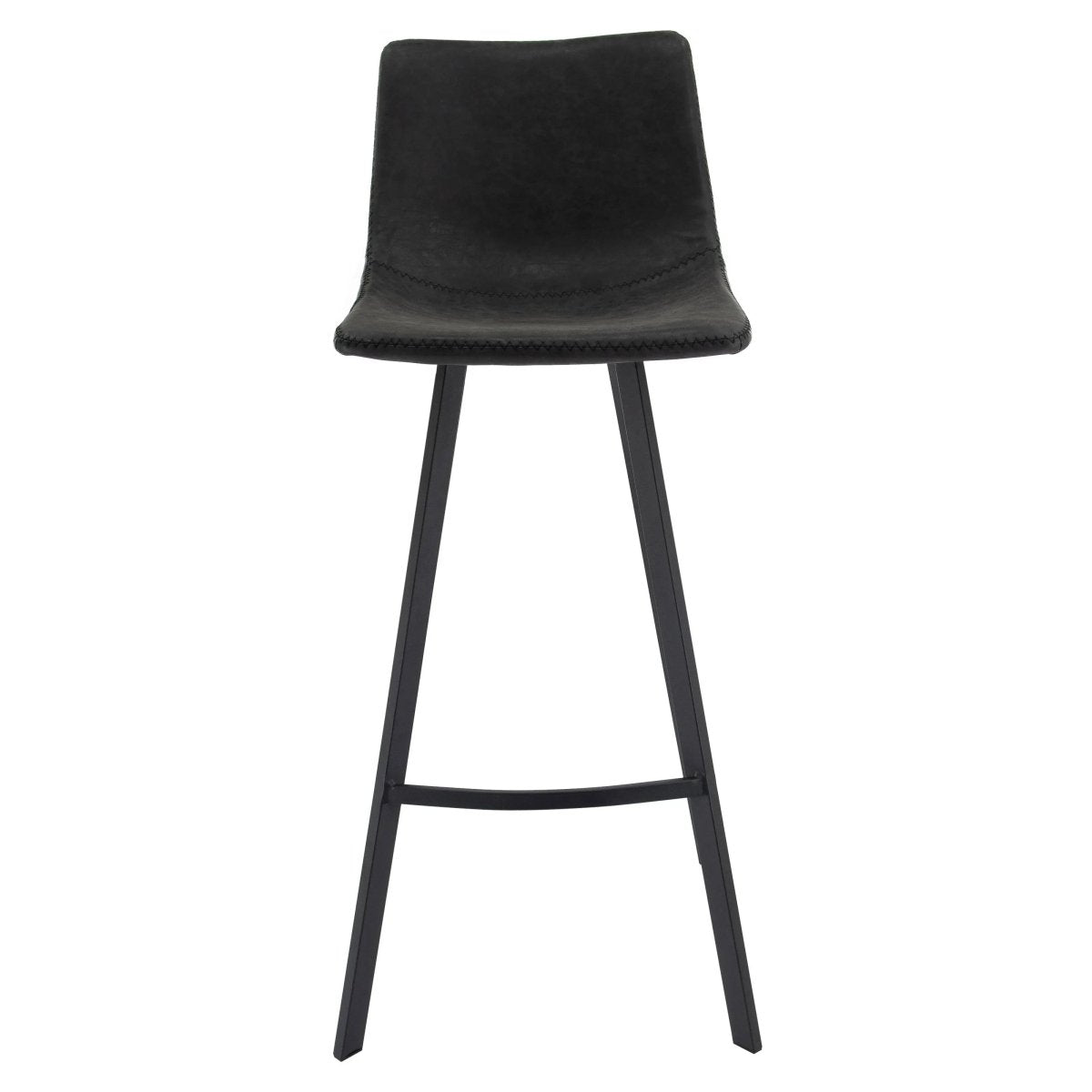 LeisureMod Dining Set Elland 5-Piece Bar-Height Dining Set with Round MDF Bar Table and Leather Bar Stools