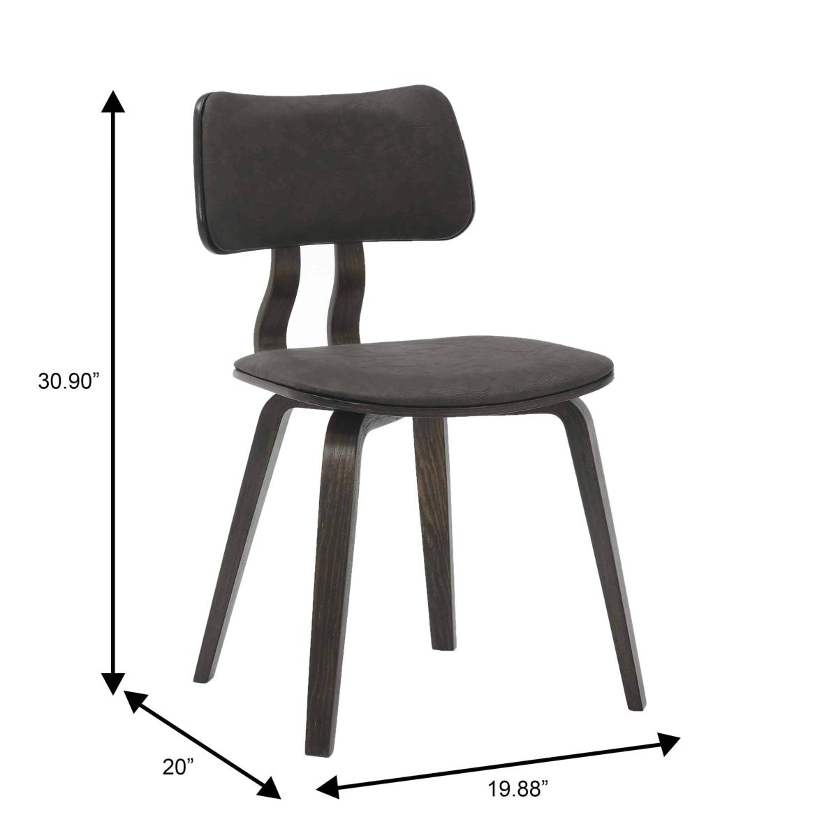 Fynix 5-Piece Dining Set with Round Wooden Table in Walnut and 4 Leather Dining Chairs Dark Walnut Brown Dining Set Leisuremod