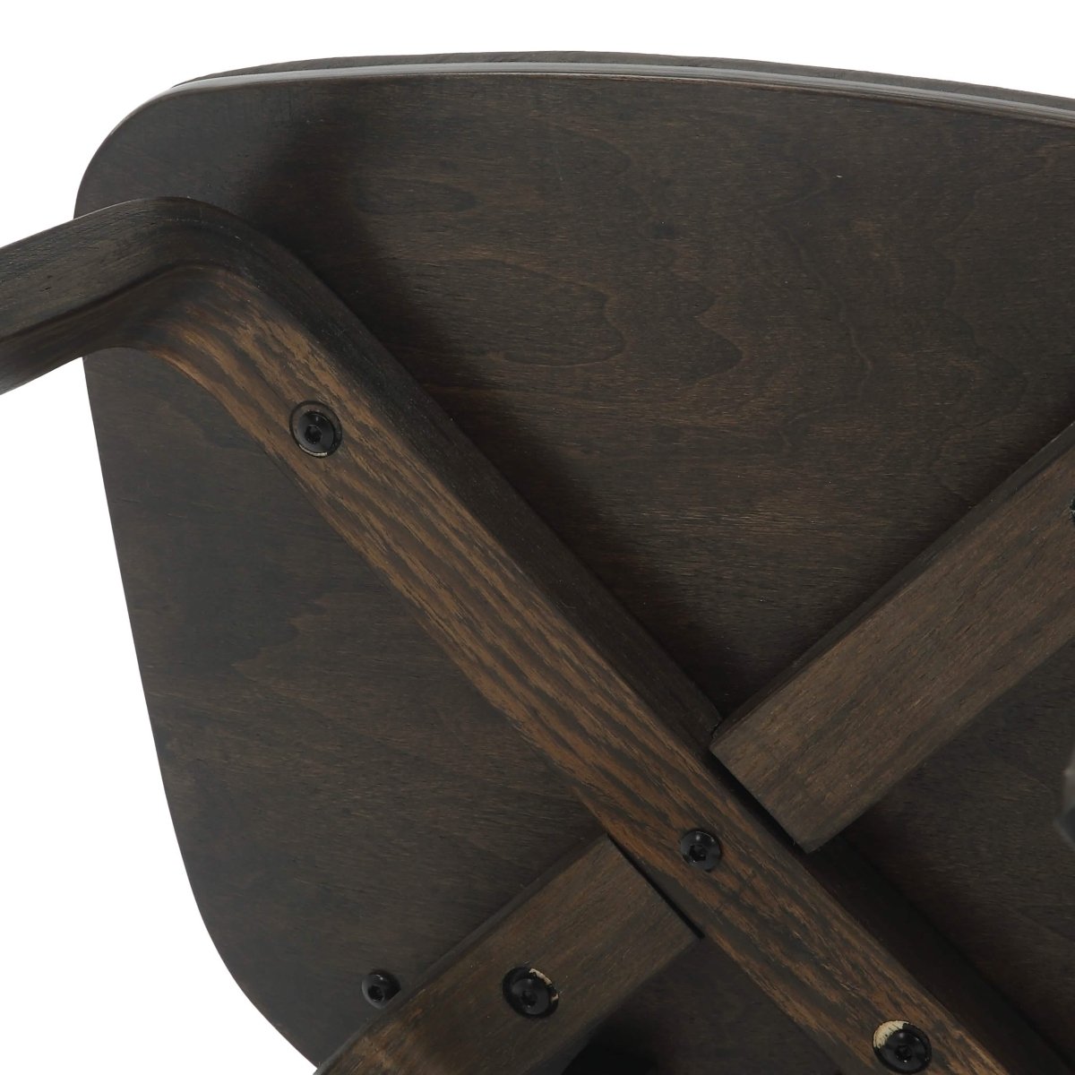 Fynix 5-Piece Dining Set with Round Wooden Table in Walnut and 4 Leather Dining Chairs Dark Walnut Brown Dining Set Leisuremod