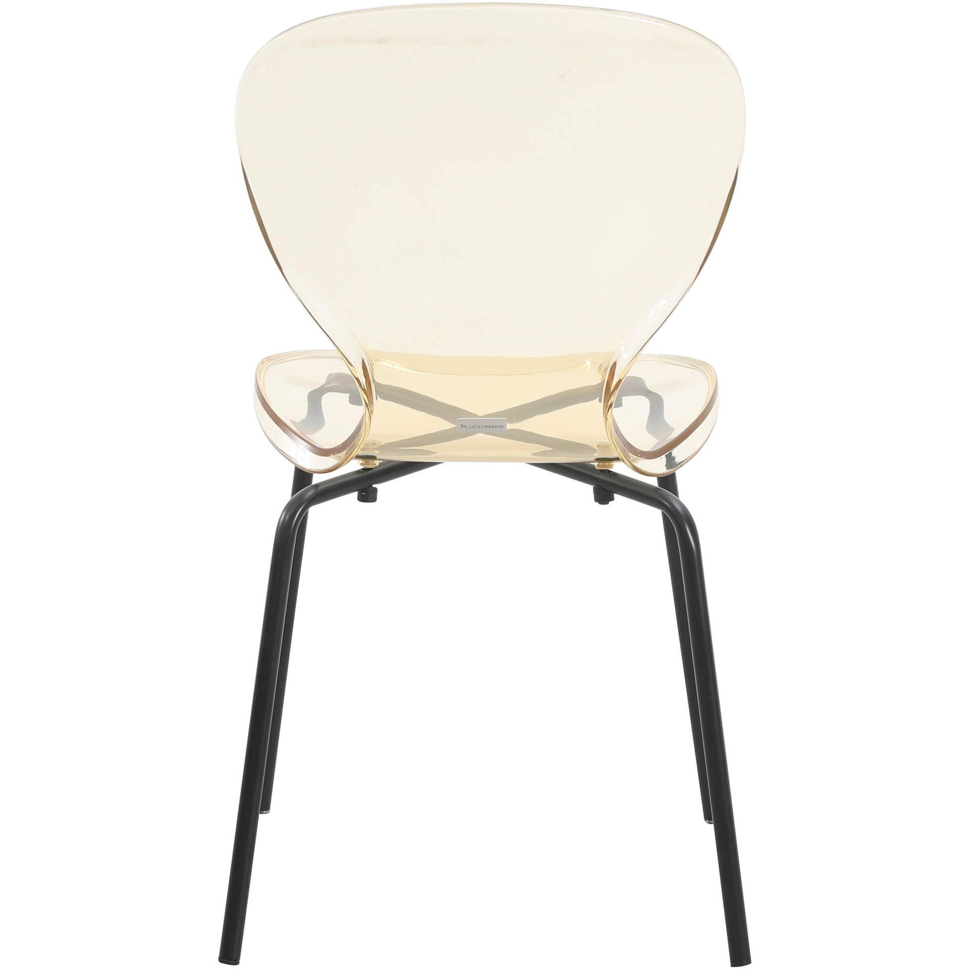 LeisureMod 5-Piece Dining Set Round Black MDF Dining Table and 4 Acrylic Dining Chairs with Chrome Legs Amber Dining Set Leisuremod