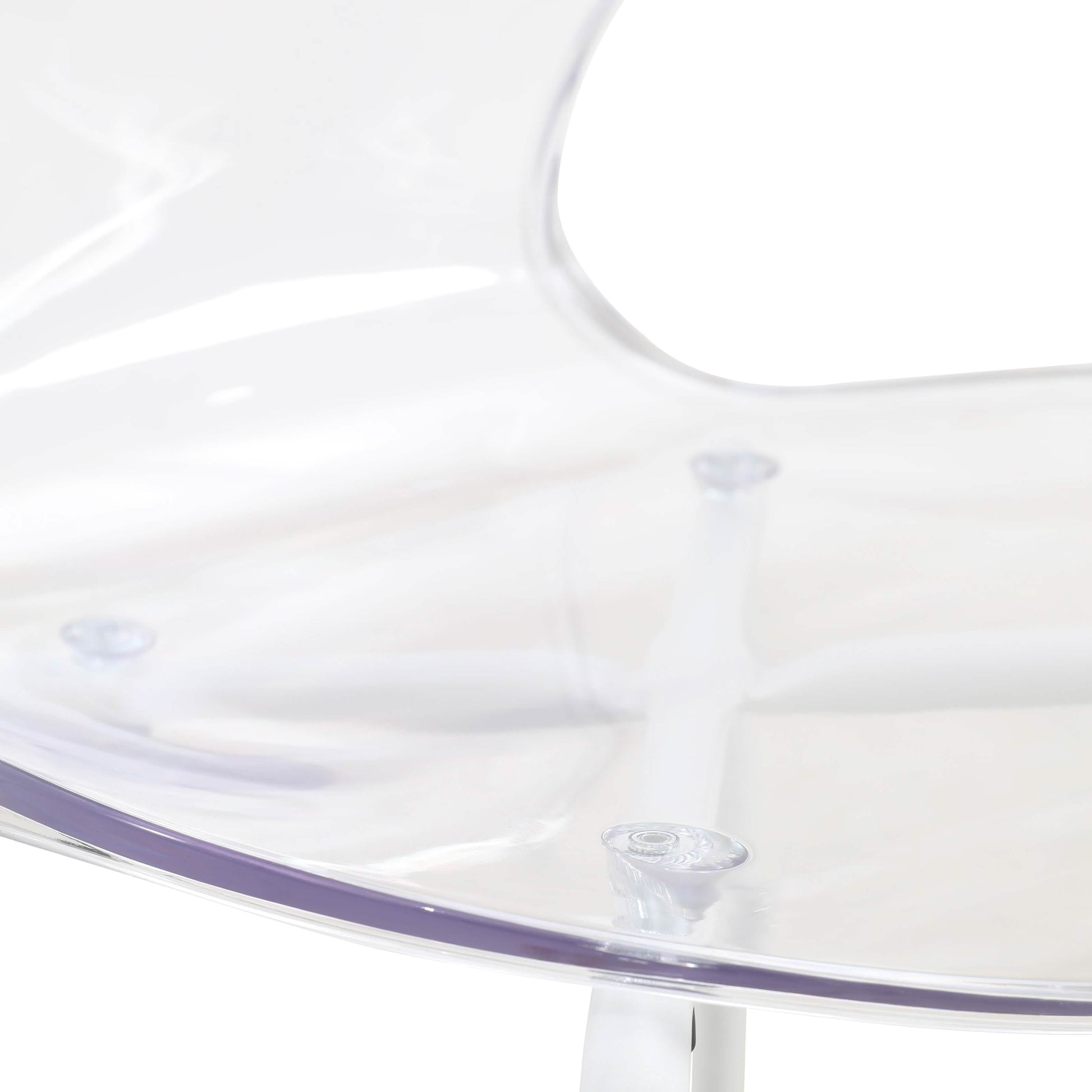 LeisureMod 5-Piece Dining Set Round White MDF Table and 4 Acrylic Chairs with White Base Clear Dining Set Leisuremod