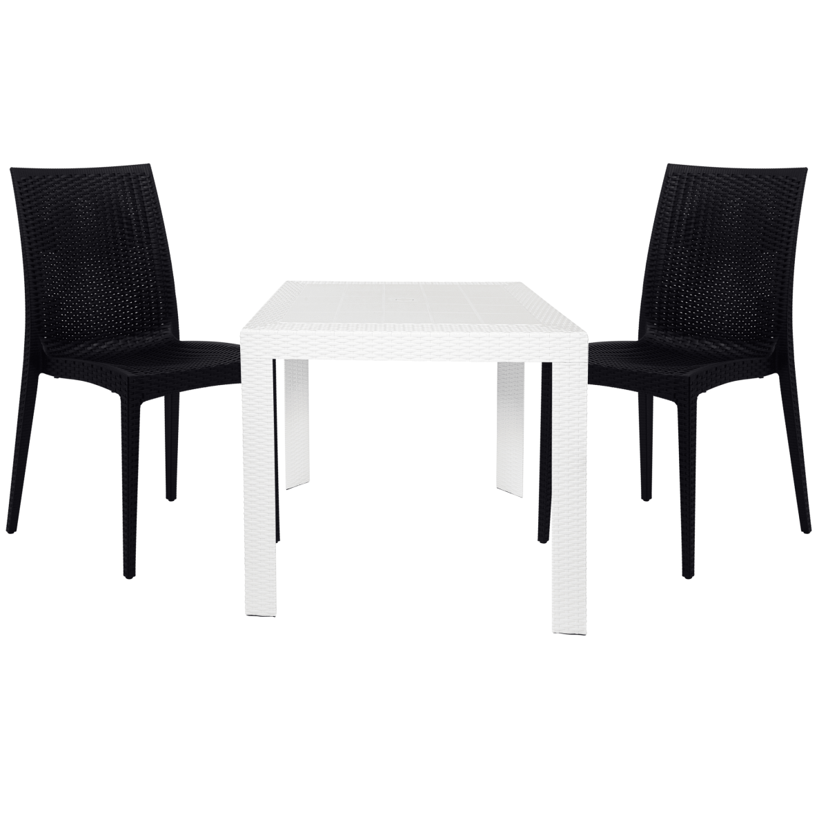 Mace Mid-Century 3-Piece Outdoor Dining Set Brown Dining Set Leisuremod