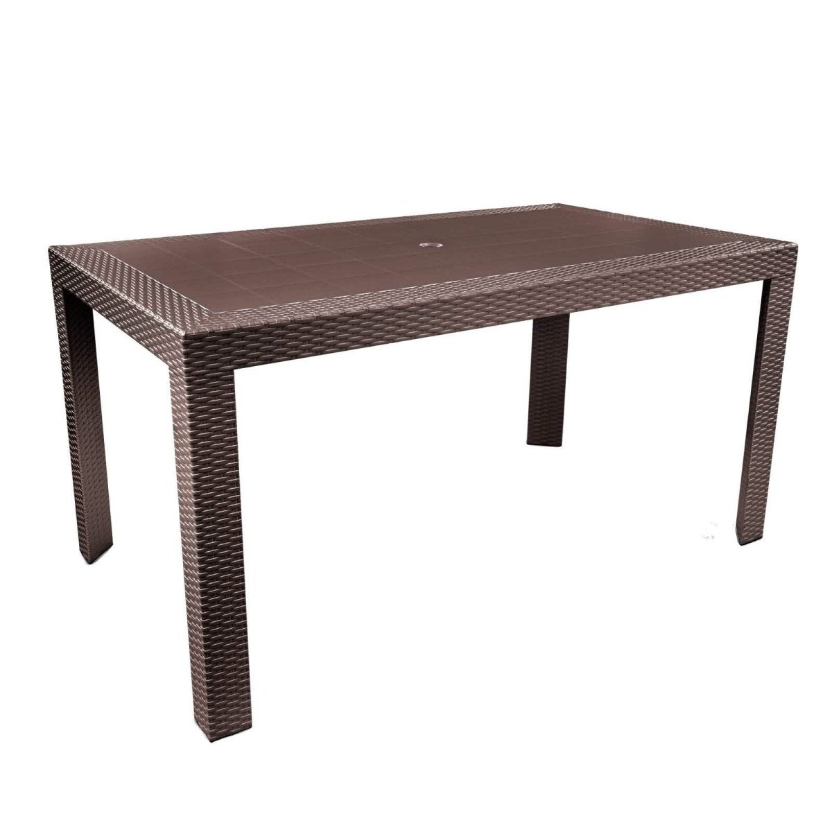 Mace Mid-Century 7-Piece Outdoor Dining Set White and Brown Dining Set Leisuremod
