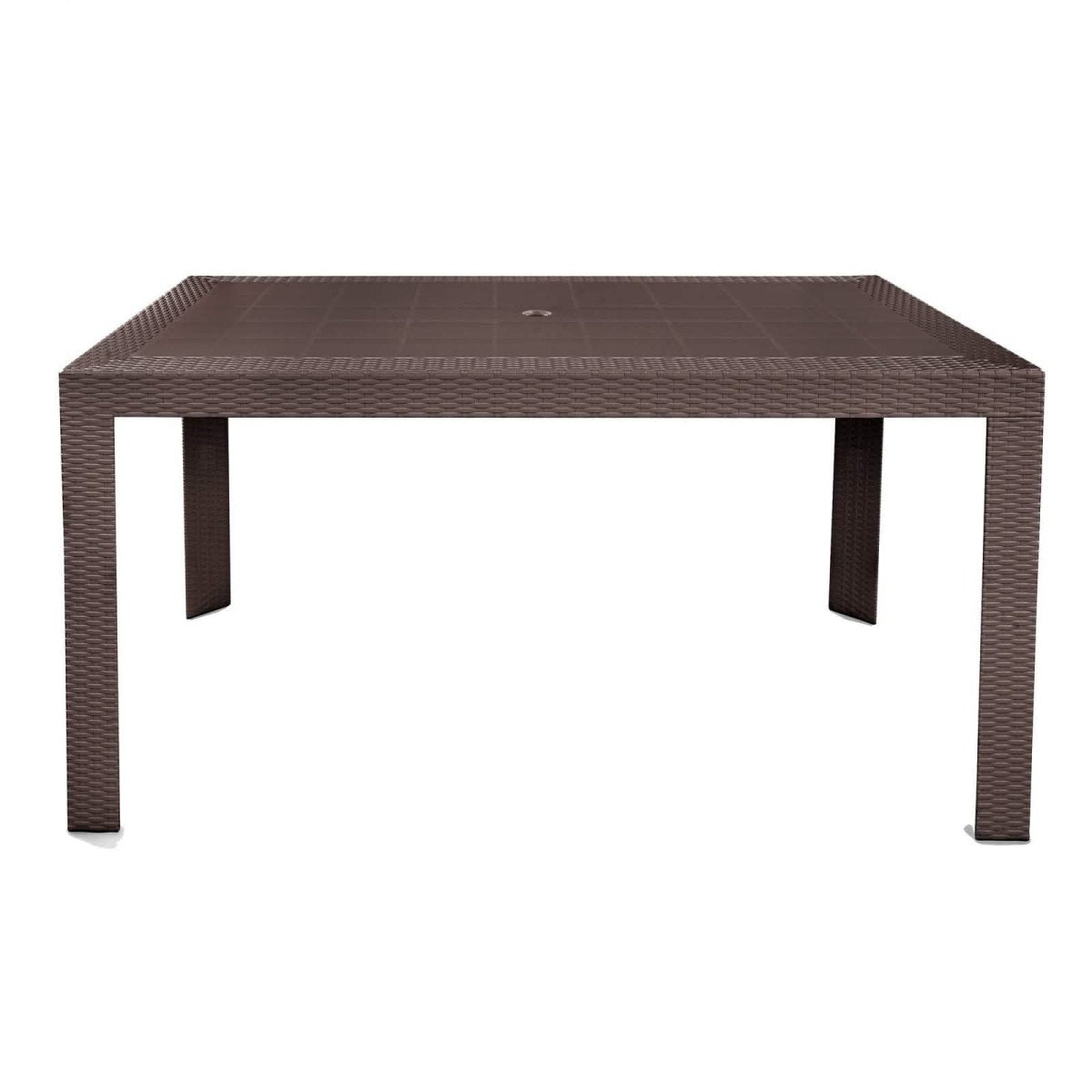 Mace Mid-Century 7-Piece Outdoor Dining Set White and Brown Dining Set Leisuremod