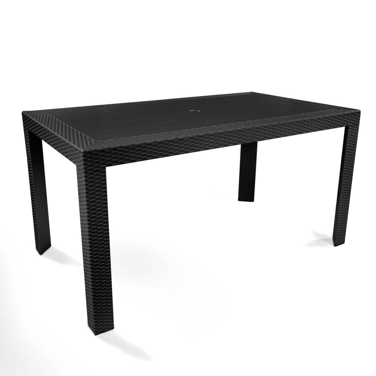 Mace Mid-Century 7-Piece Outdoor Dining Set Black Dining Set Leisuremod
