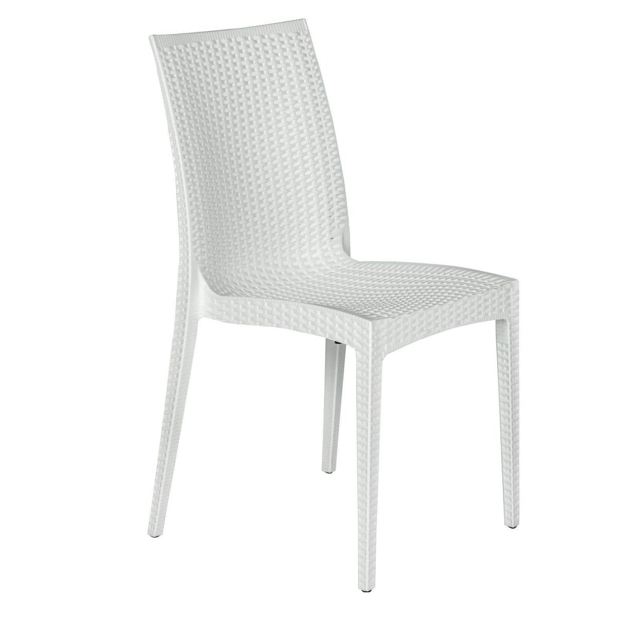 Mace Mid-Century 7-Piece Outdoor Dining Set: 4 Side Chairs & 2 Armchairs White and Brown Dining Set Leisuremod
